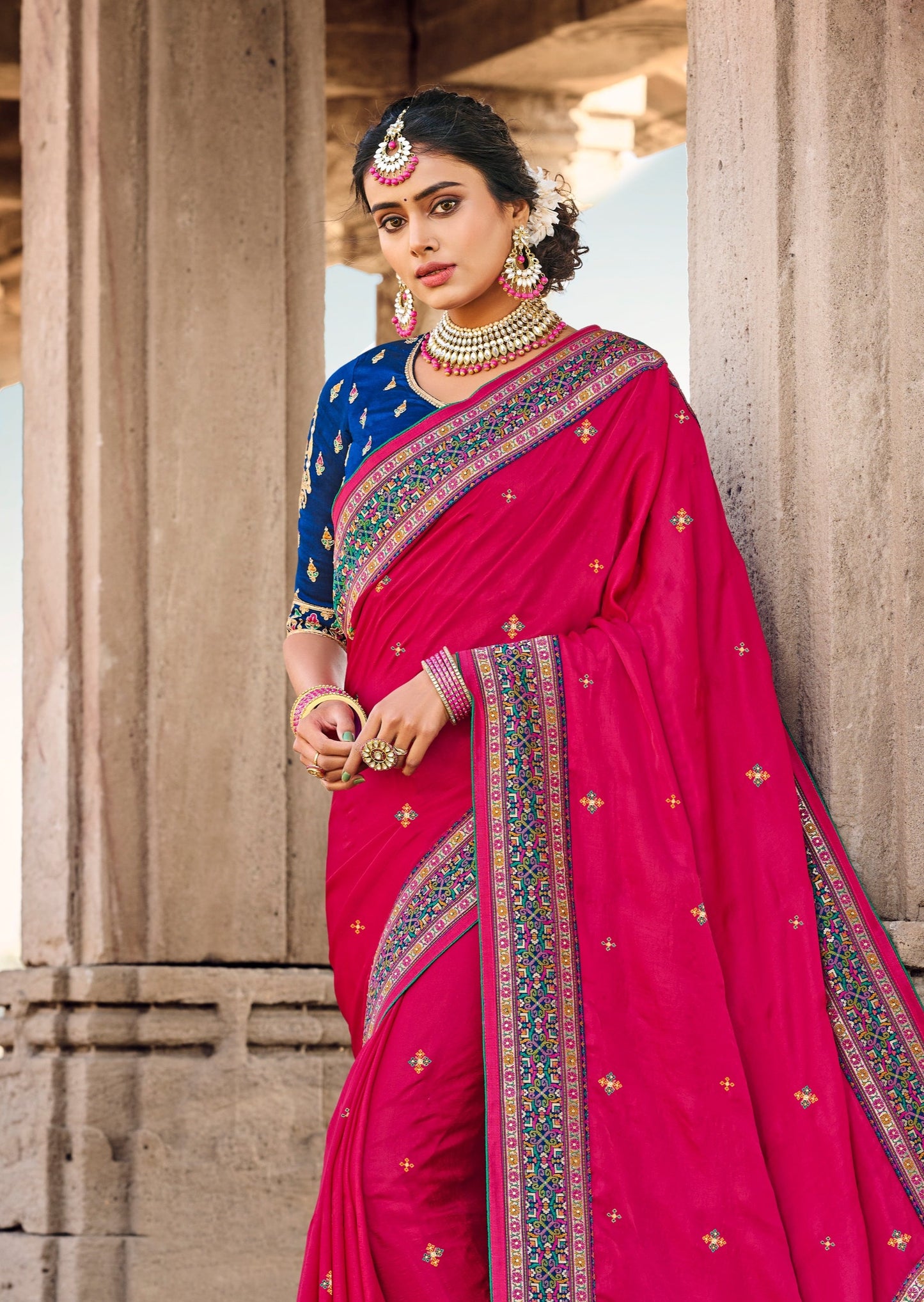 Cut Dana Handwork Red Patola Saree