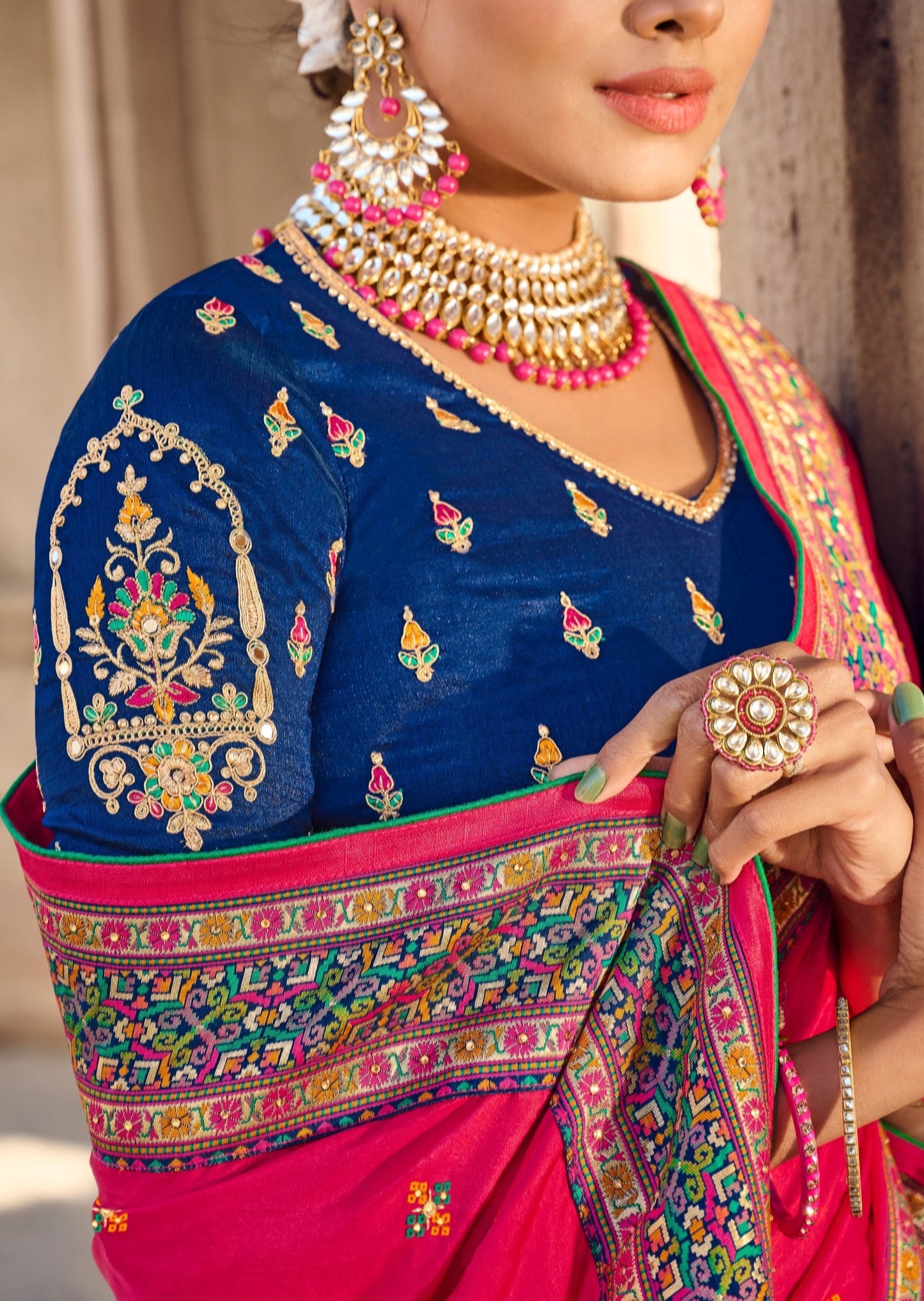 Cut Dana Handwork Red Patola Saree