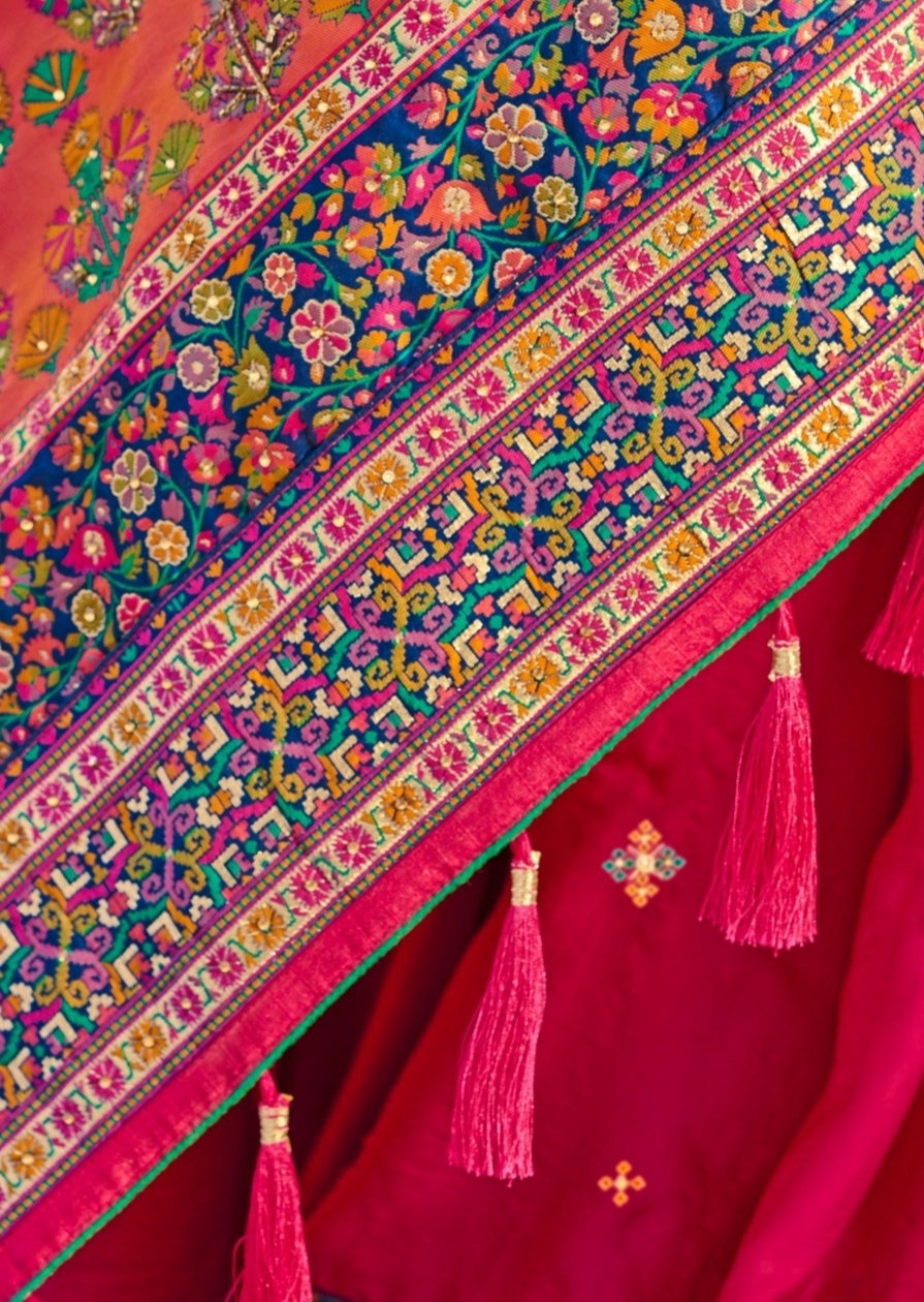 Cut Dana Handwork Red Patola Saree