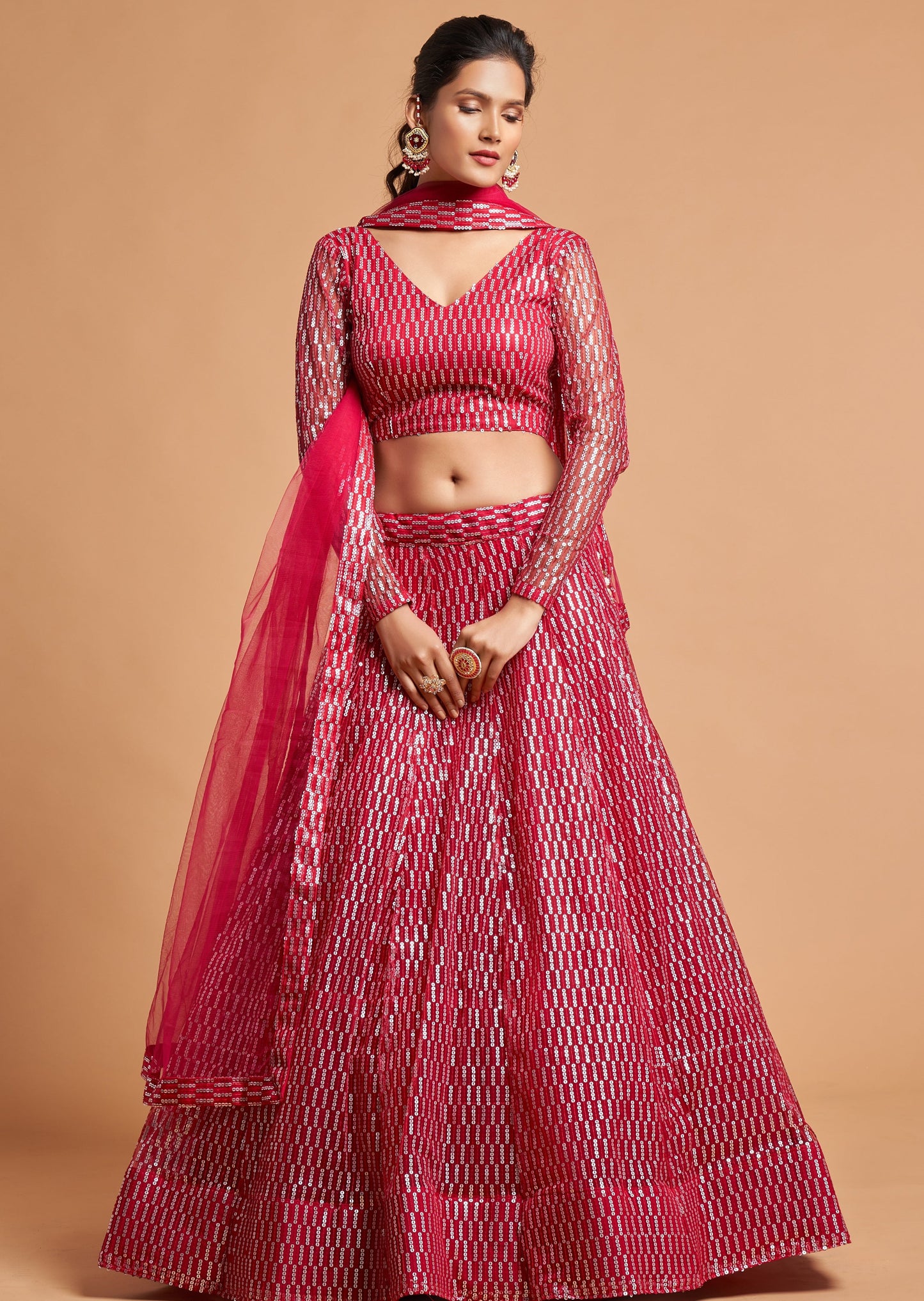 Red and Silver Bridal Lehenga