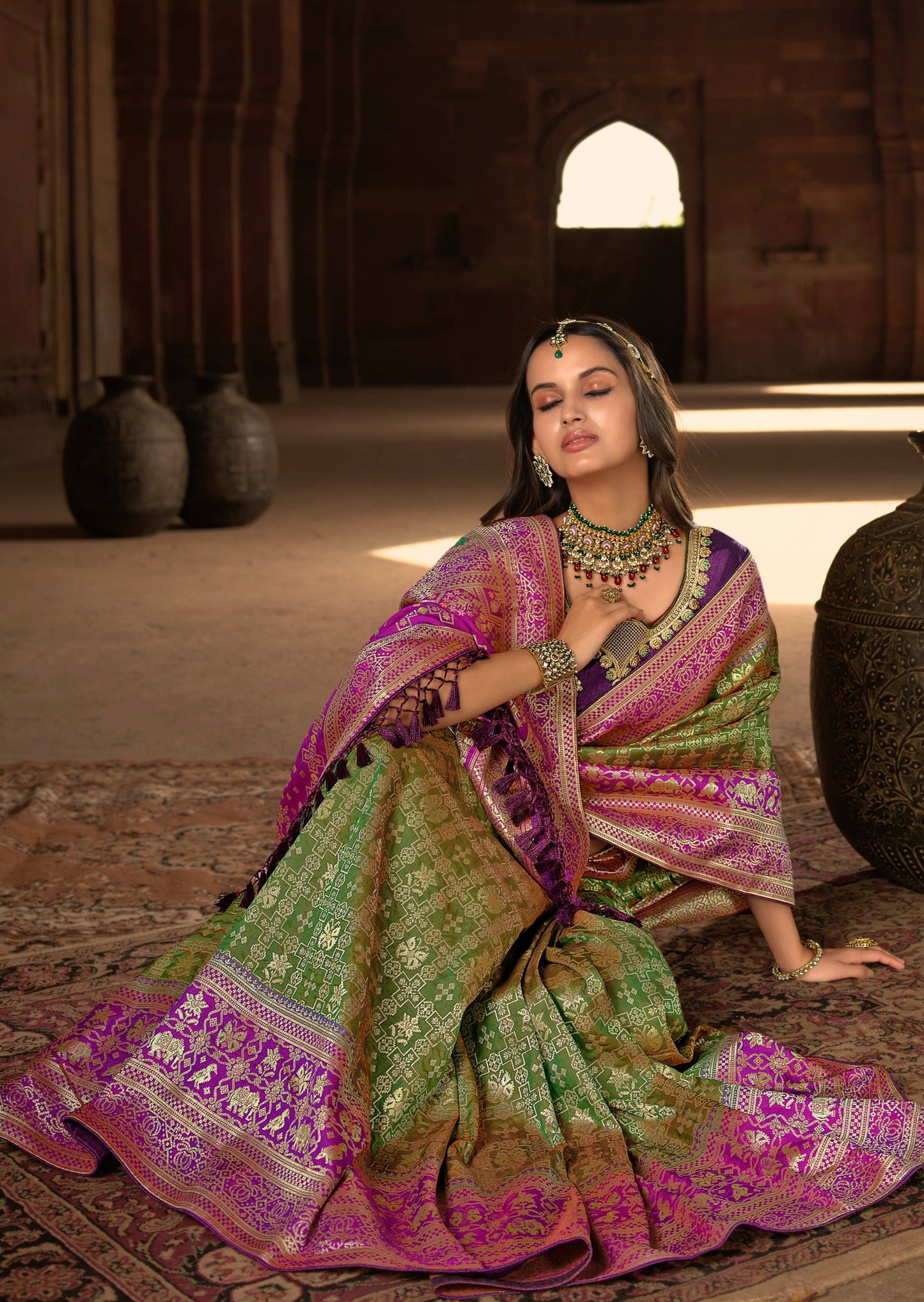 Mehendi Green Zari Woven Banarasi Patola Silk Bridal Saree