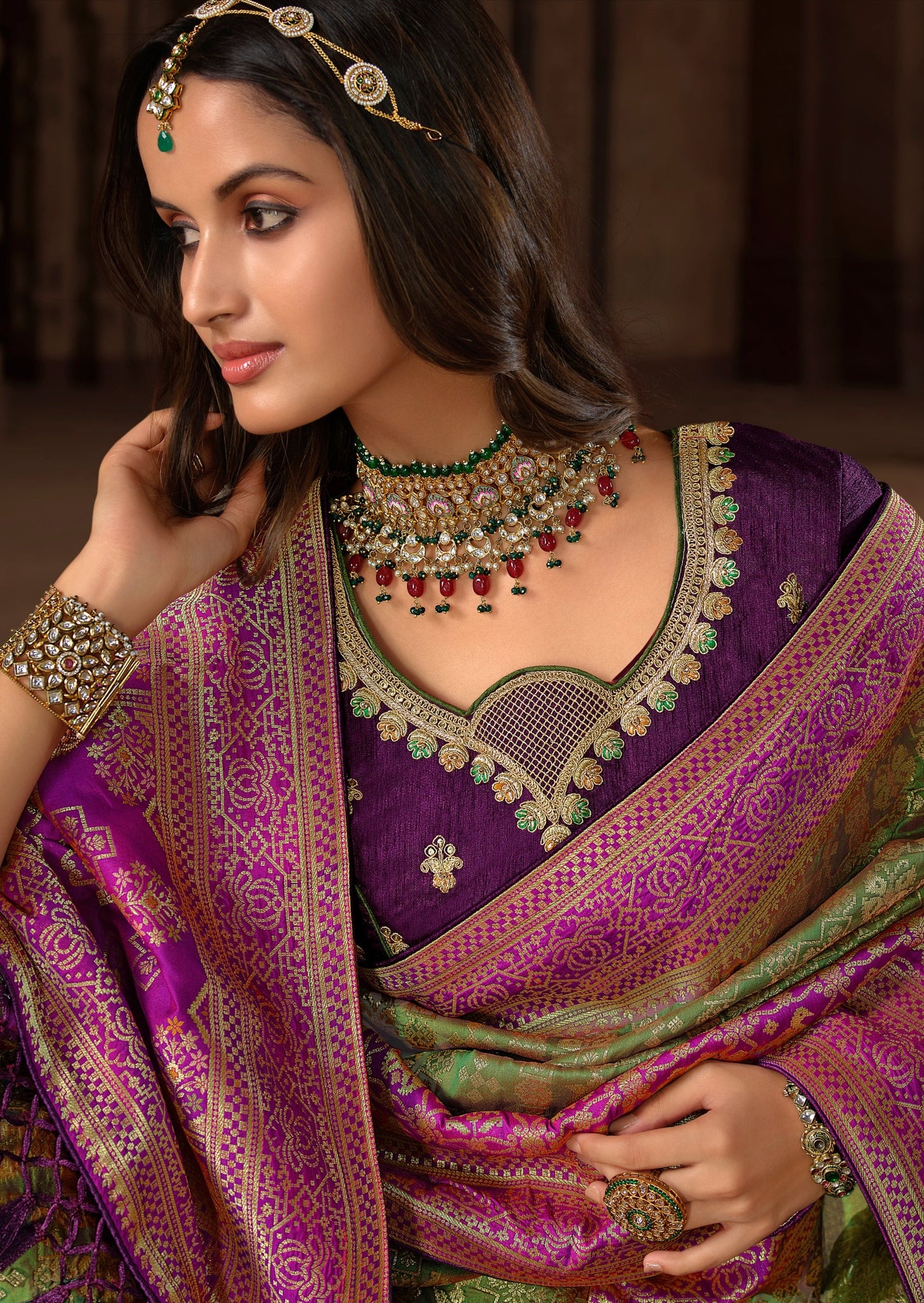 Mehendi Green Zari Woven Banarasi Patola Silk Bridal Saree