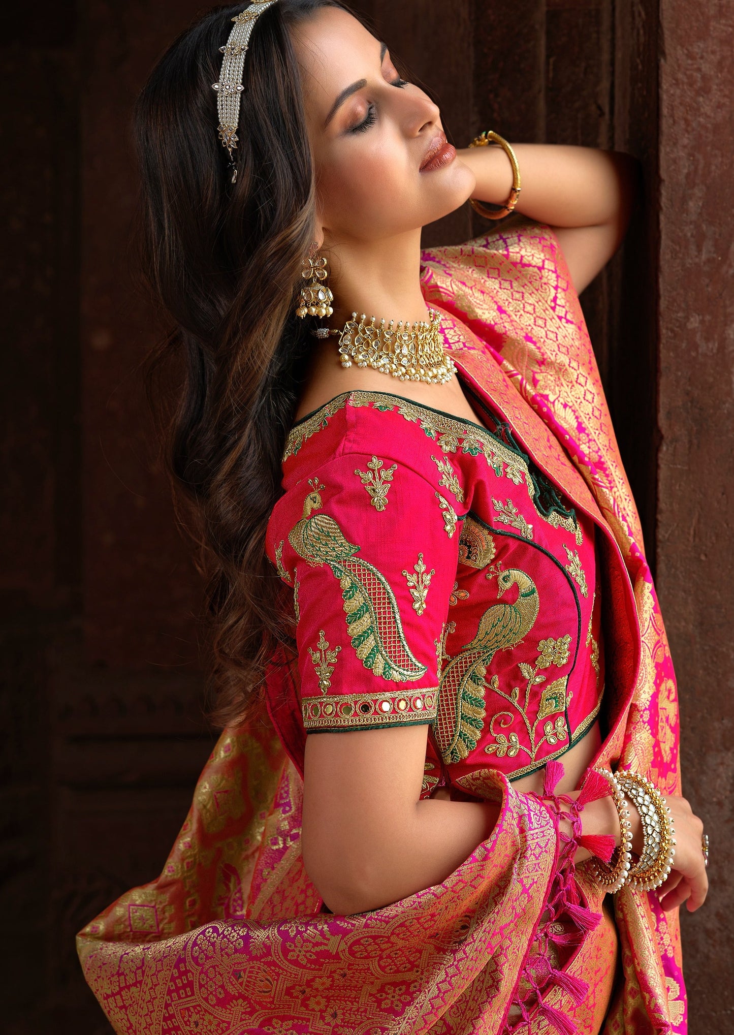 Light Gold Banarasi Patola Saree with Meenakari