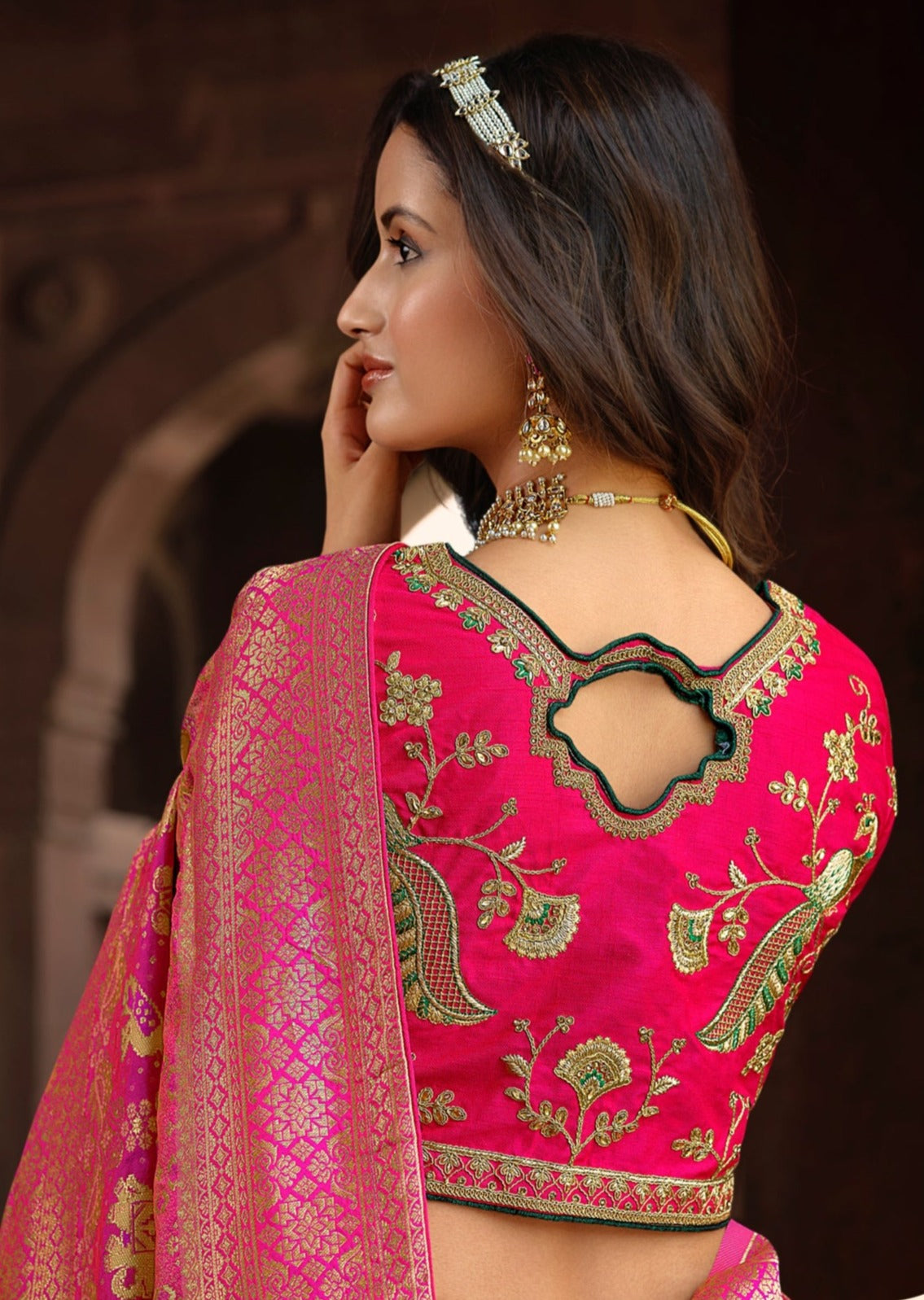 Light Gold Banarasi Patola Saree with Meenakari