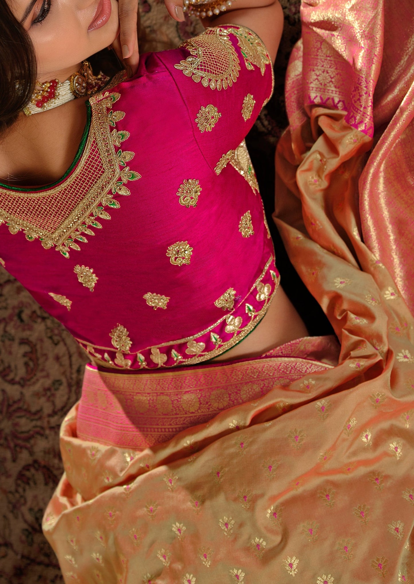 Beige Banarasi Silk Handloom Saree