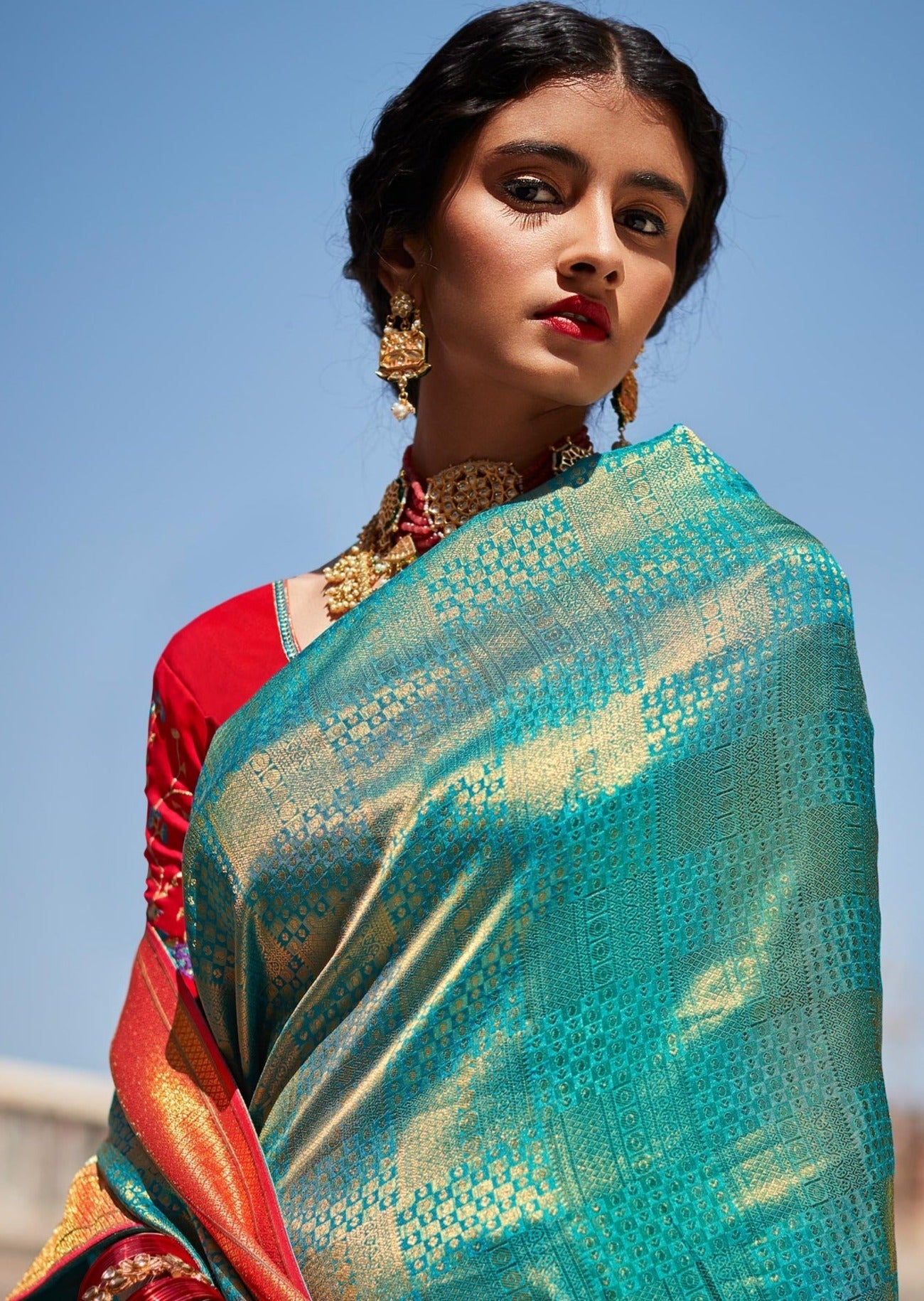 Pure Paithani Silk Shimmer Blue Saree