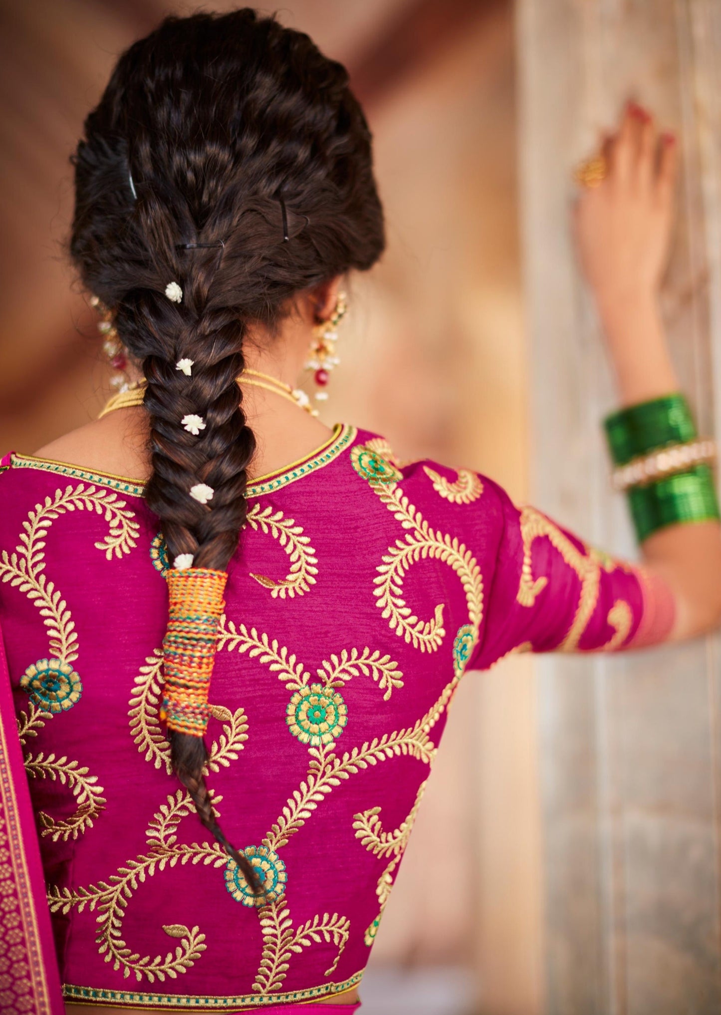 Kanjivaram Silk Green Saree with Embroidered Blouse