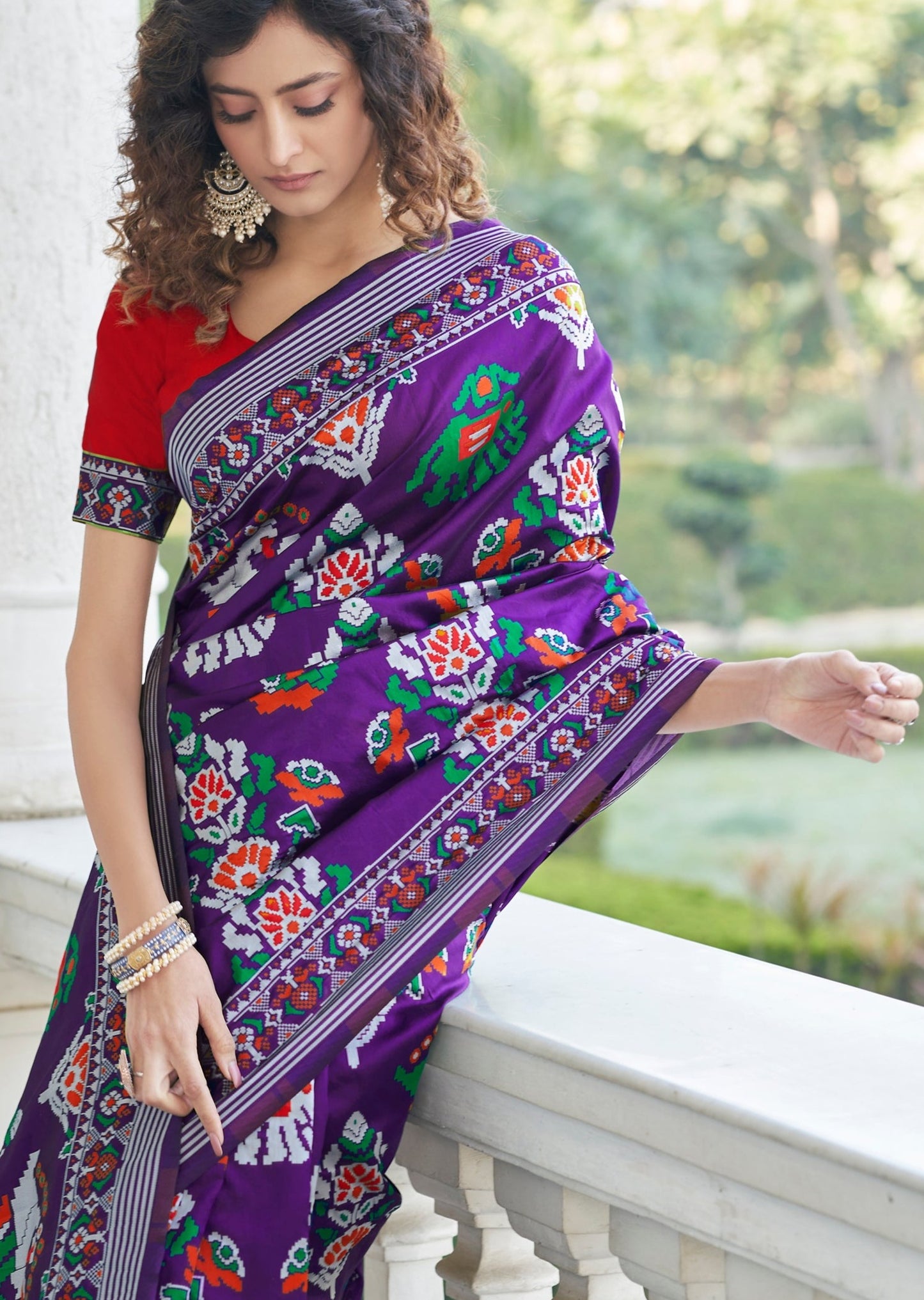 Hemalata Violet Purple Patola Ikkat Saree