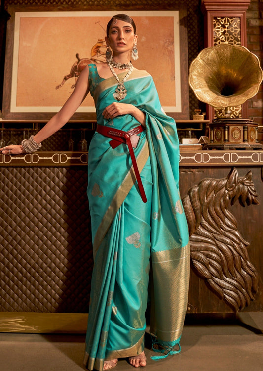 Katan Silk Green Zari Banarasi Saree