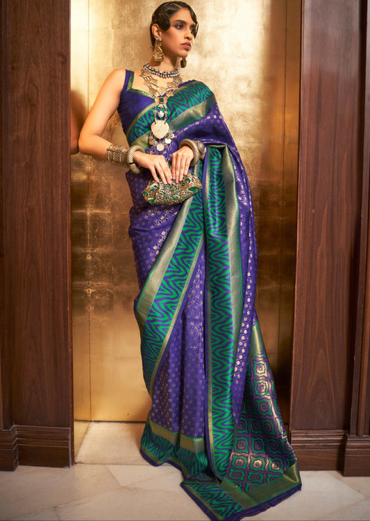 Blue kanjivaram saree for wedding in usa online shopping.