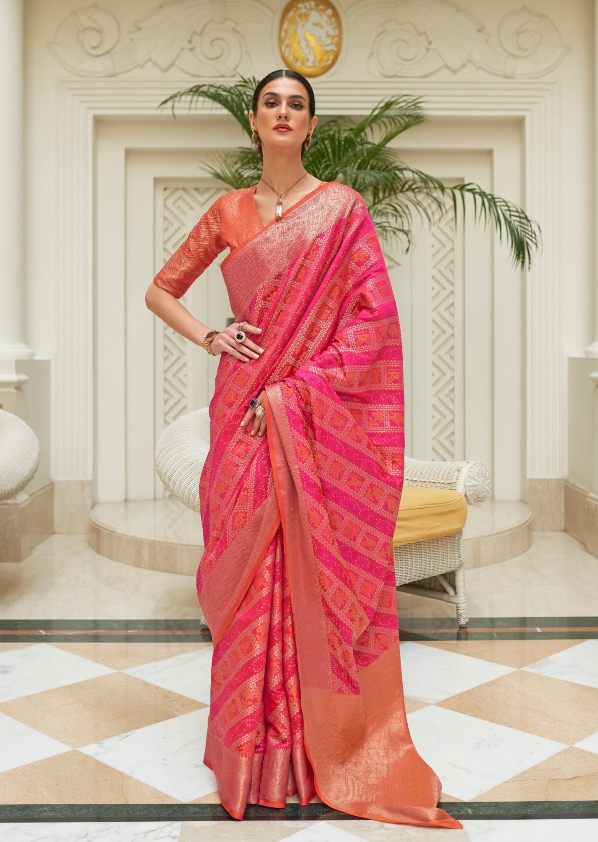 Pure Soft Designer Beautiful Bandhej Paithani Patola Silk Saree main image 0
