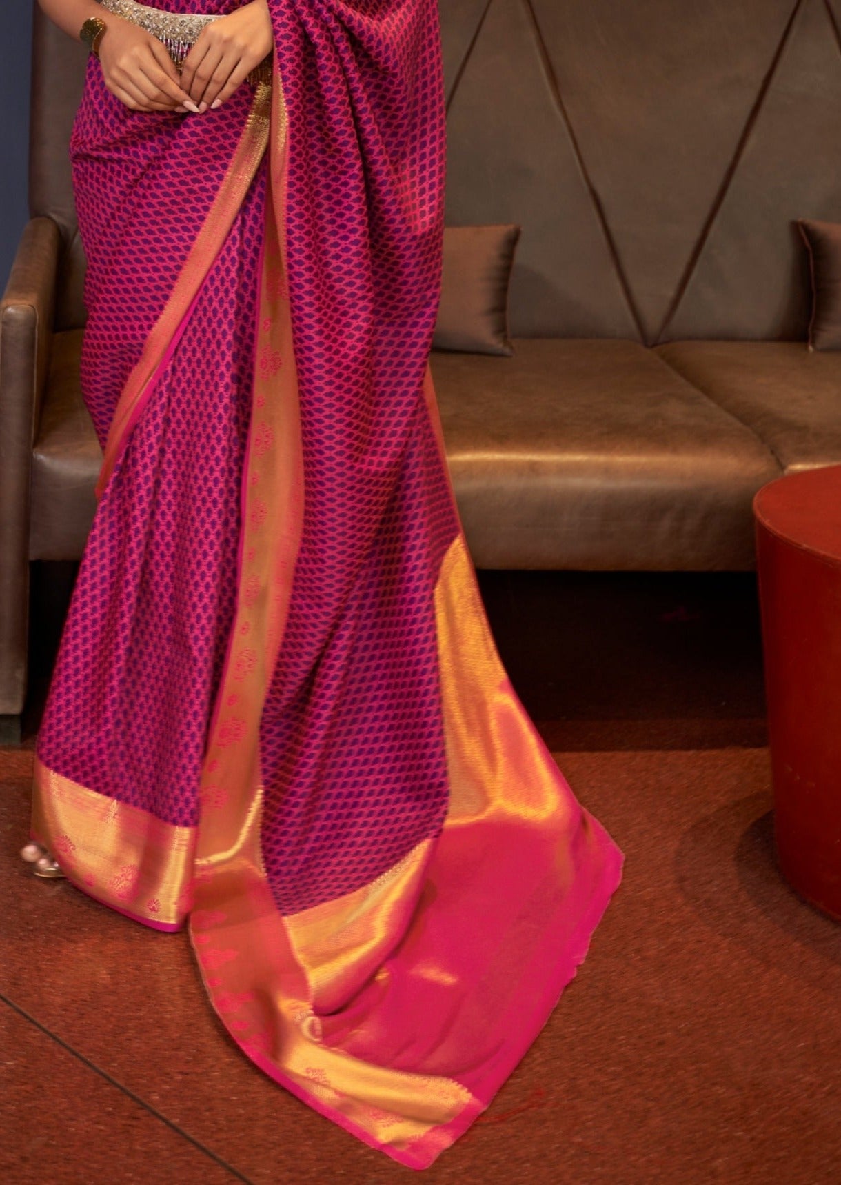 Pure Kanjivaram Handloom Silk Berry Pink Saree