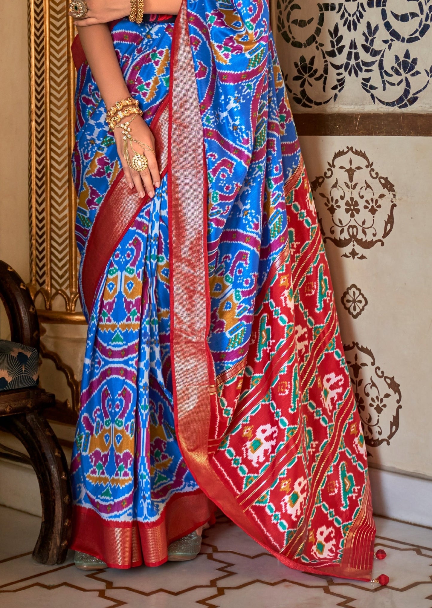 Mor Baag: Patola Ikat Blue Saree