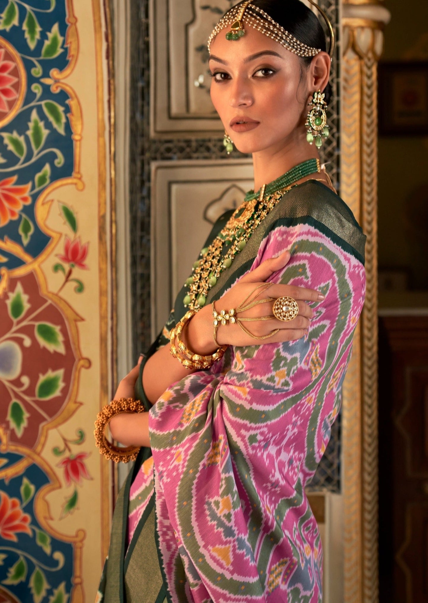 Single ikat pink patola sarees usa online shopping with price.