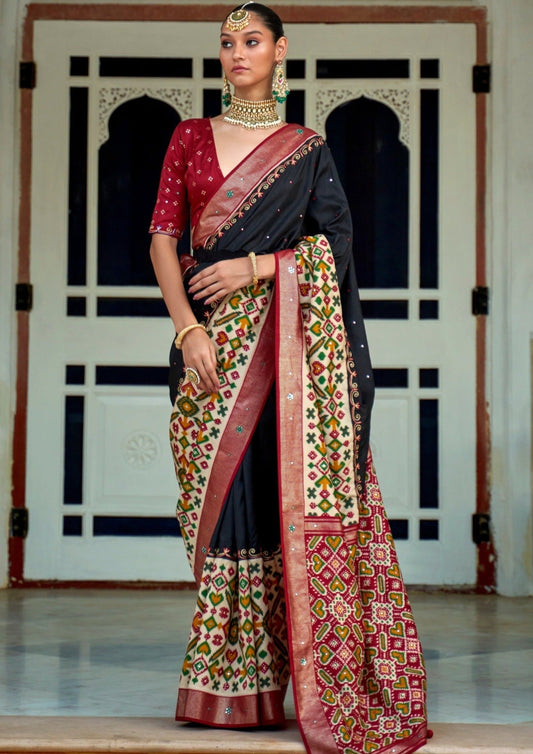 Aari work patola saree online.