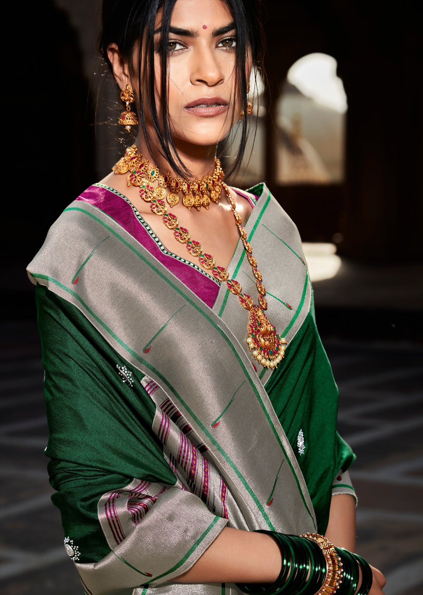 Pure Paithani Silk Green Saree