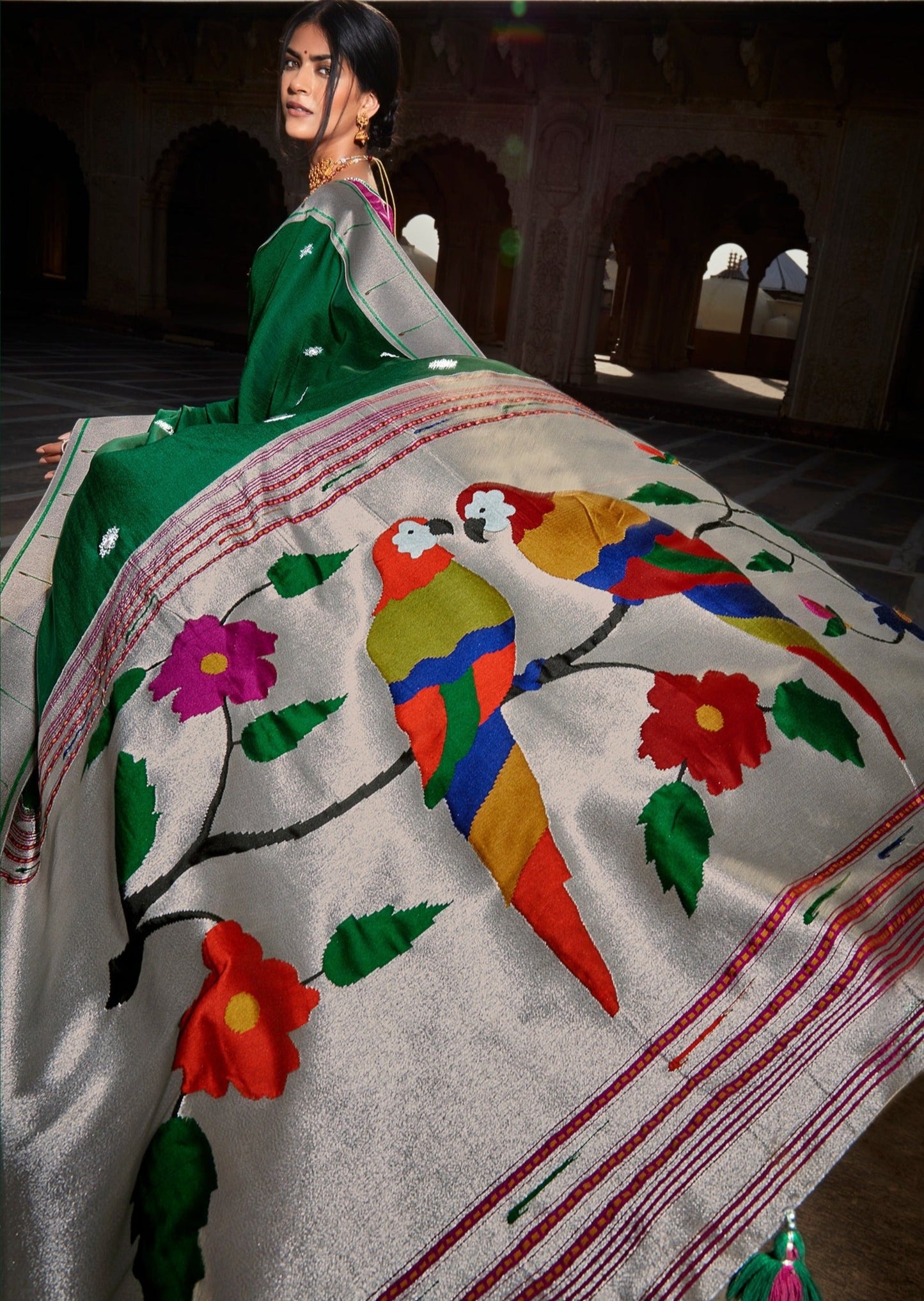 Pure Paithani Silk Green Saree