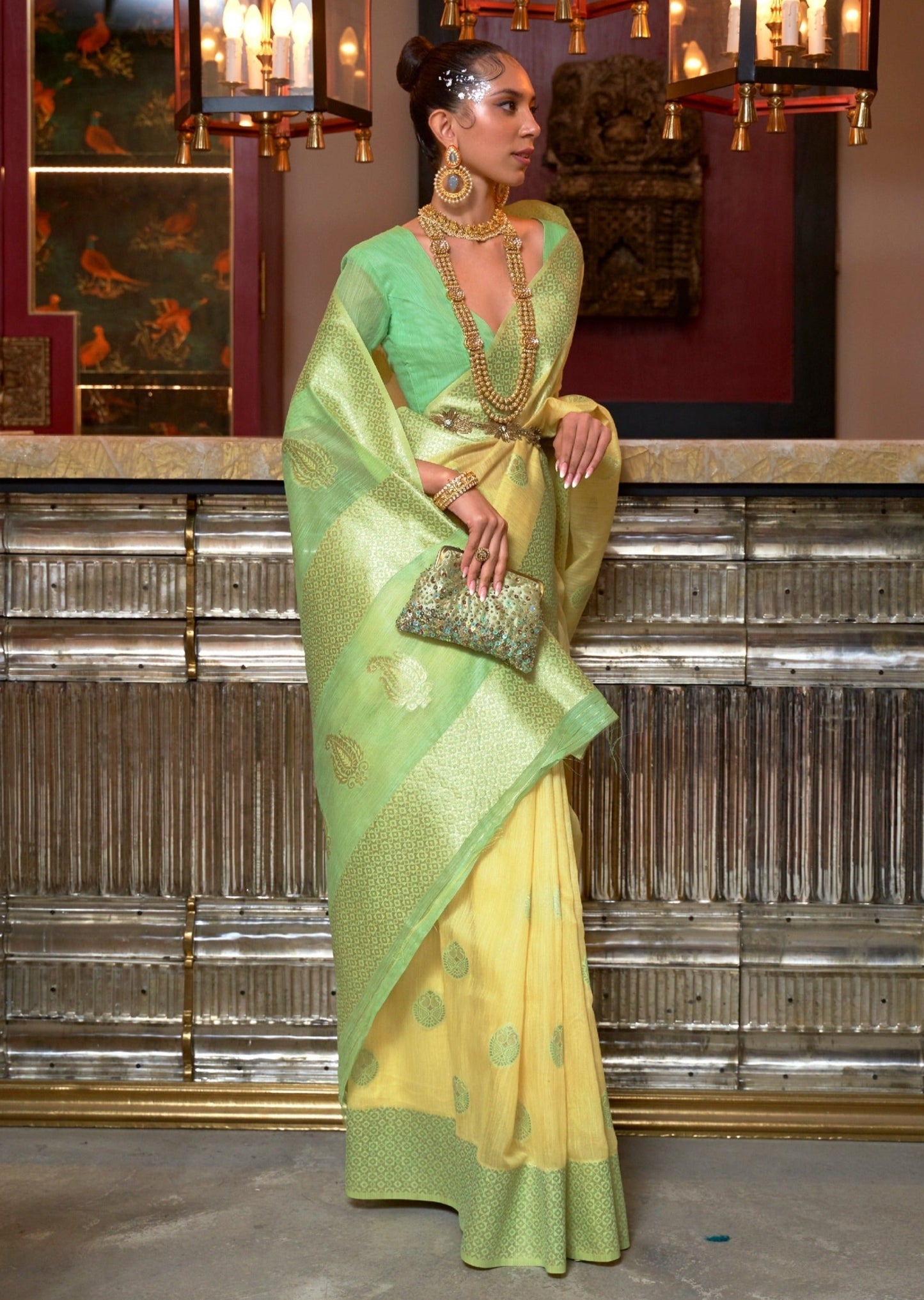 Pure linen saree
