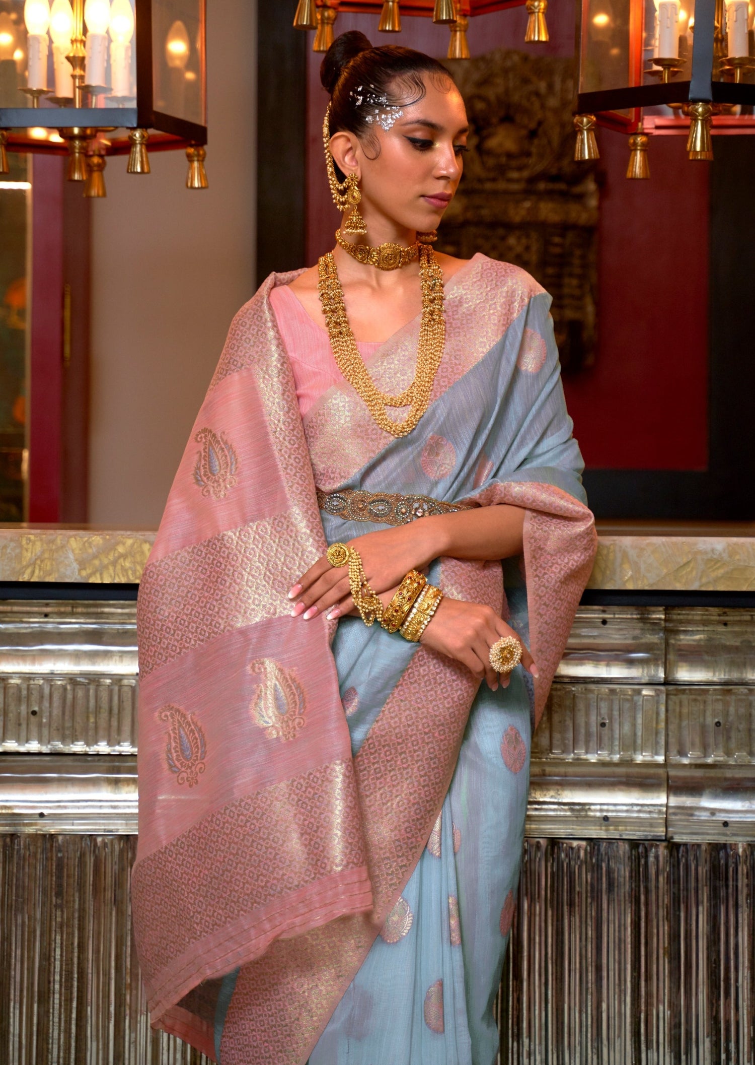 Pure linen saree online