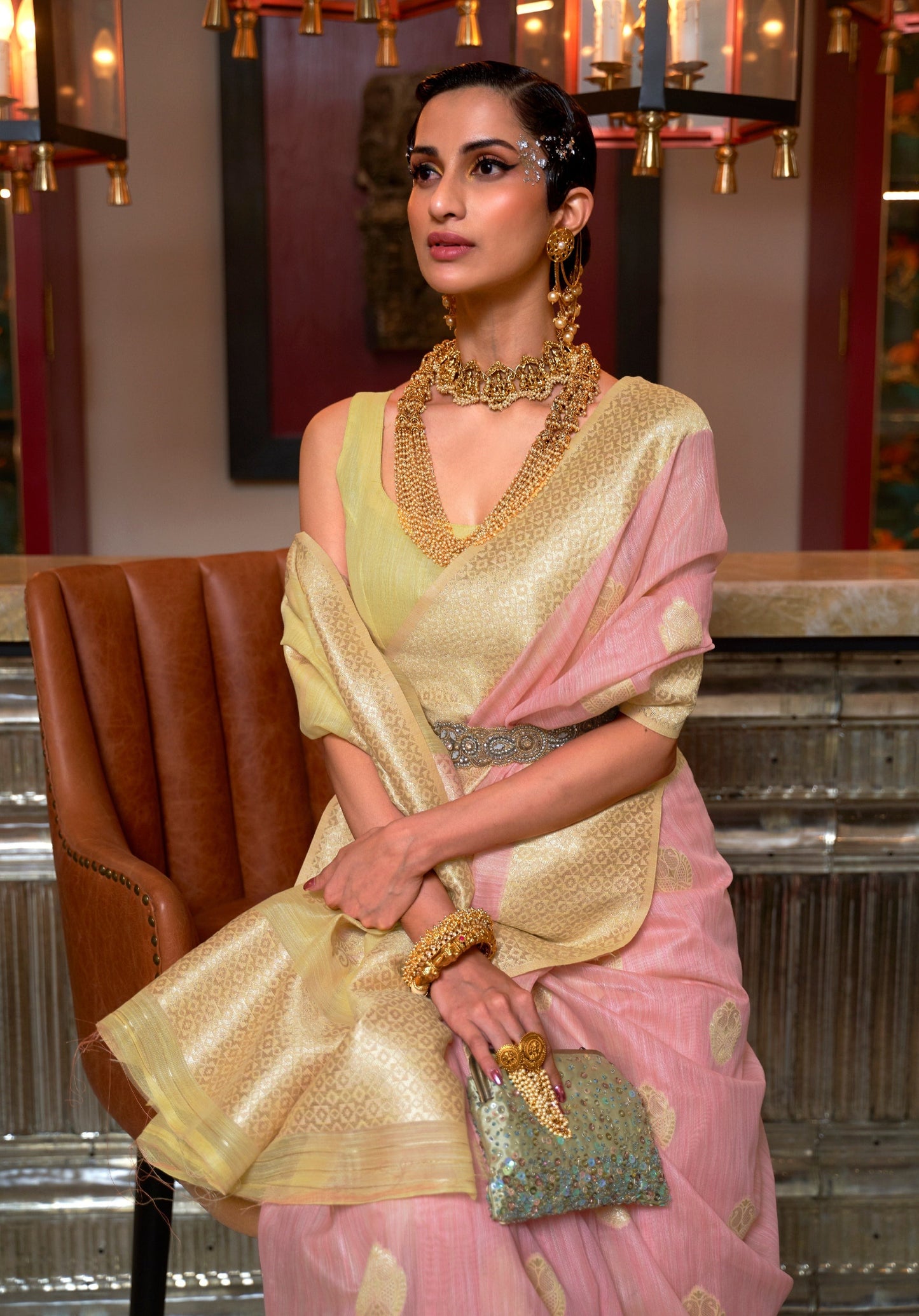 Pure linen saree