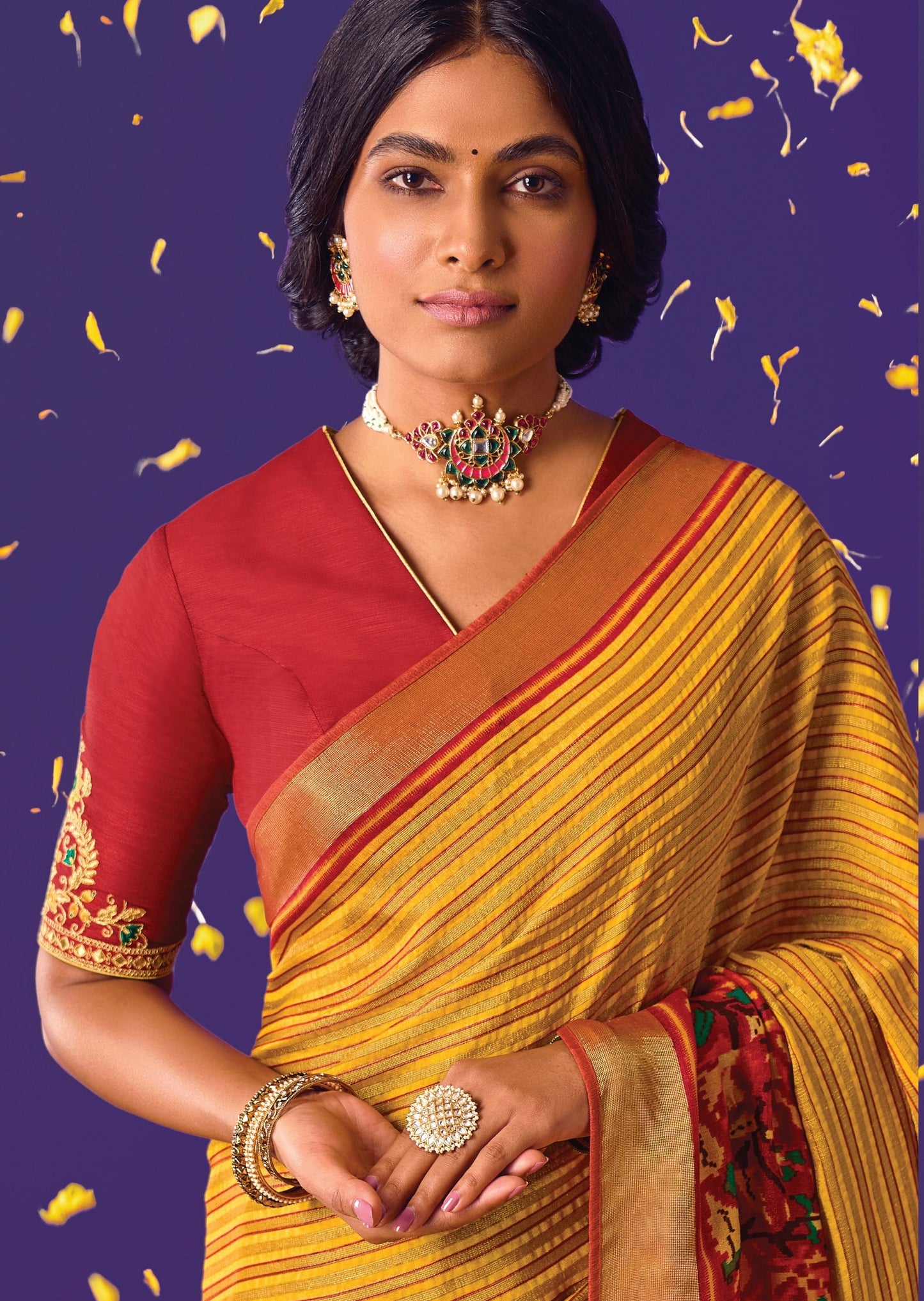 Brasso Silk Yellow Patola Double Ikkat Saree