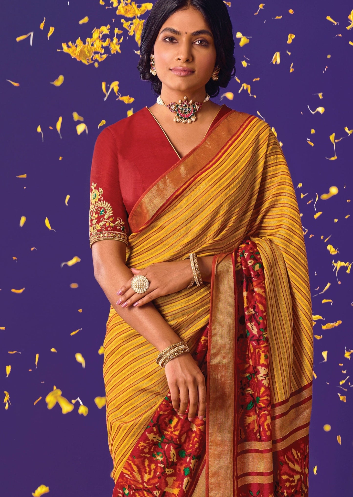 Double ikat yellow Patola saree online