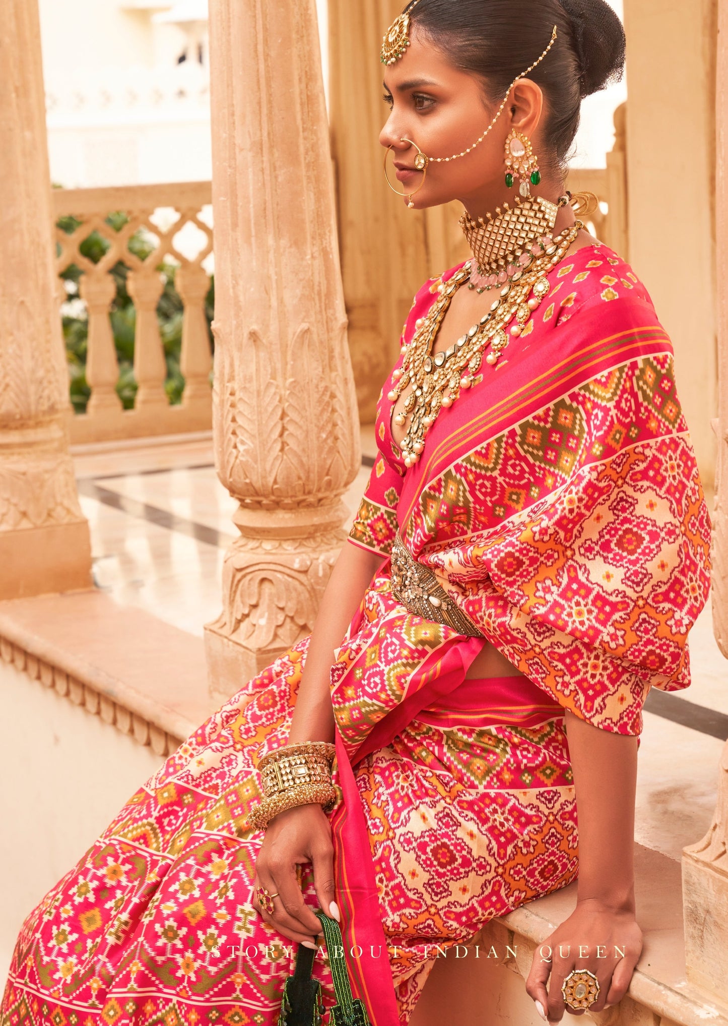 Pink Patola Silk Saree