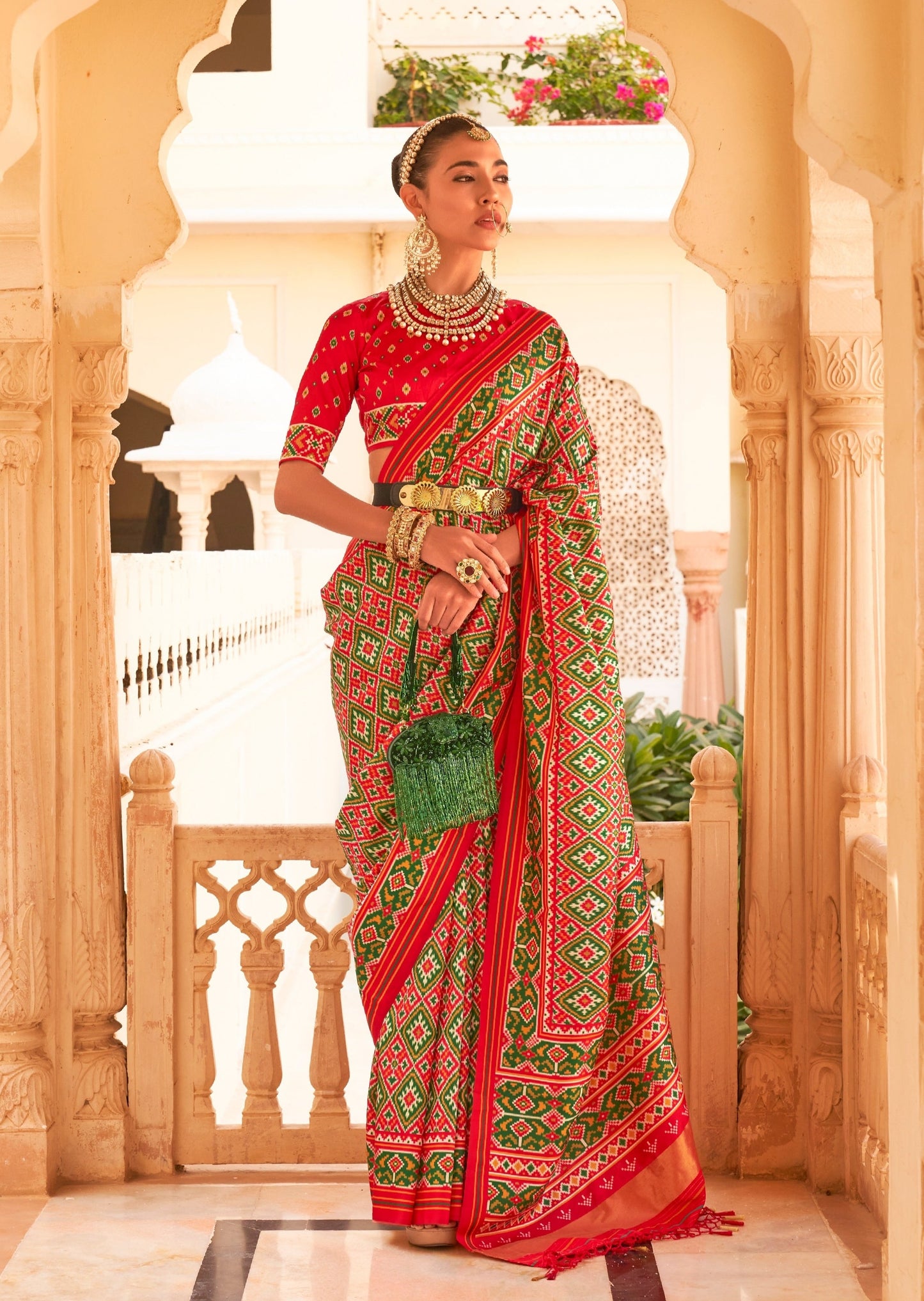 Dark Green Patola Saree