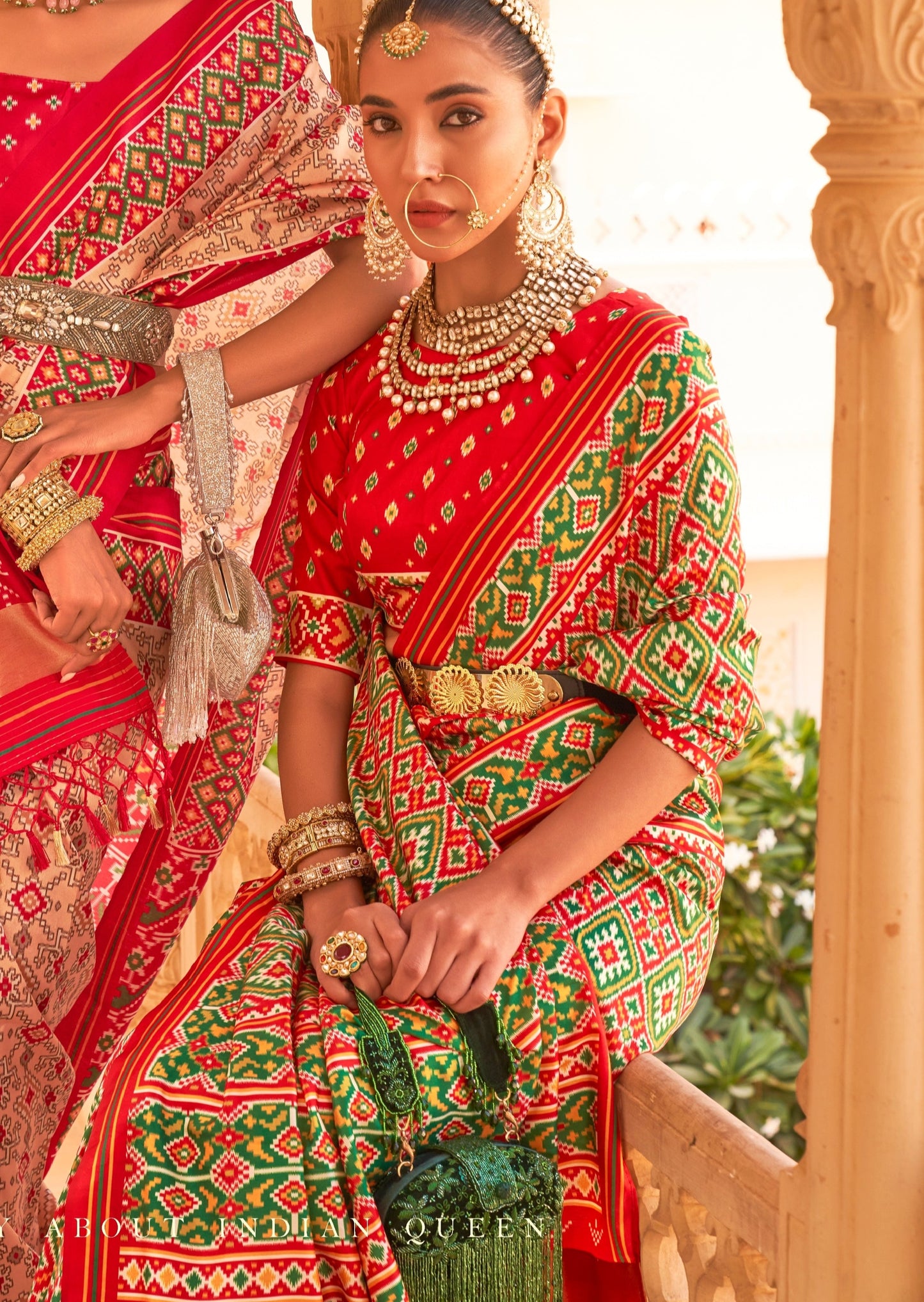 Dark Green Patola Saree