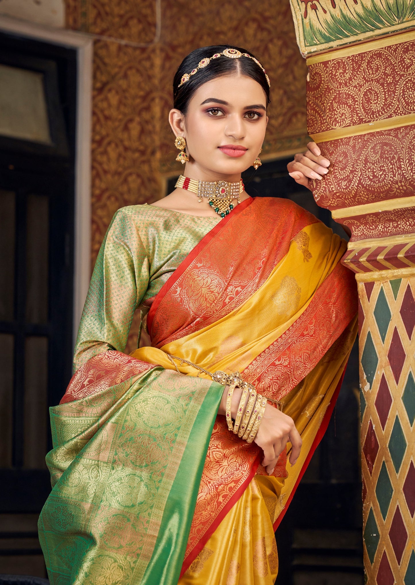 Pure Banarasi Handloom Yellow Tissue Silk Saree