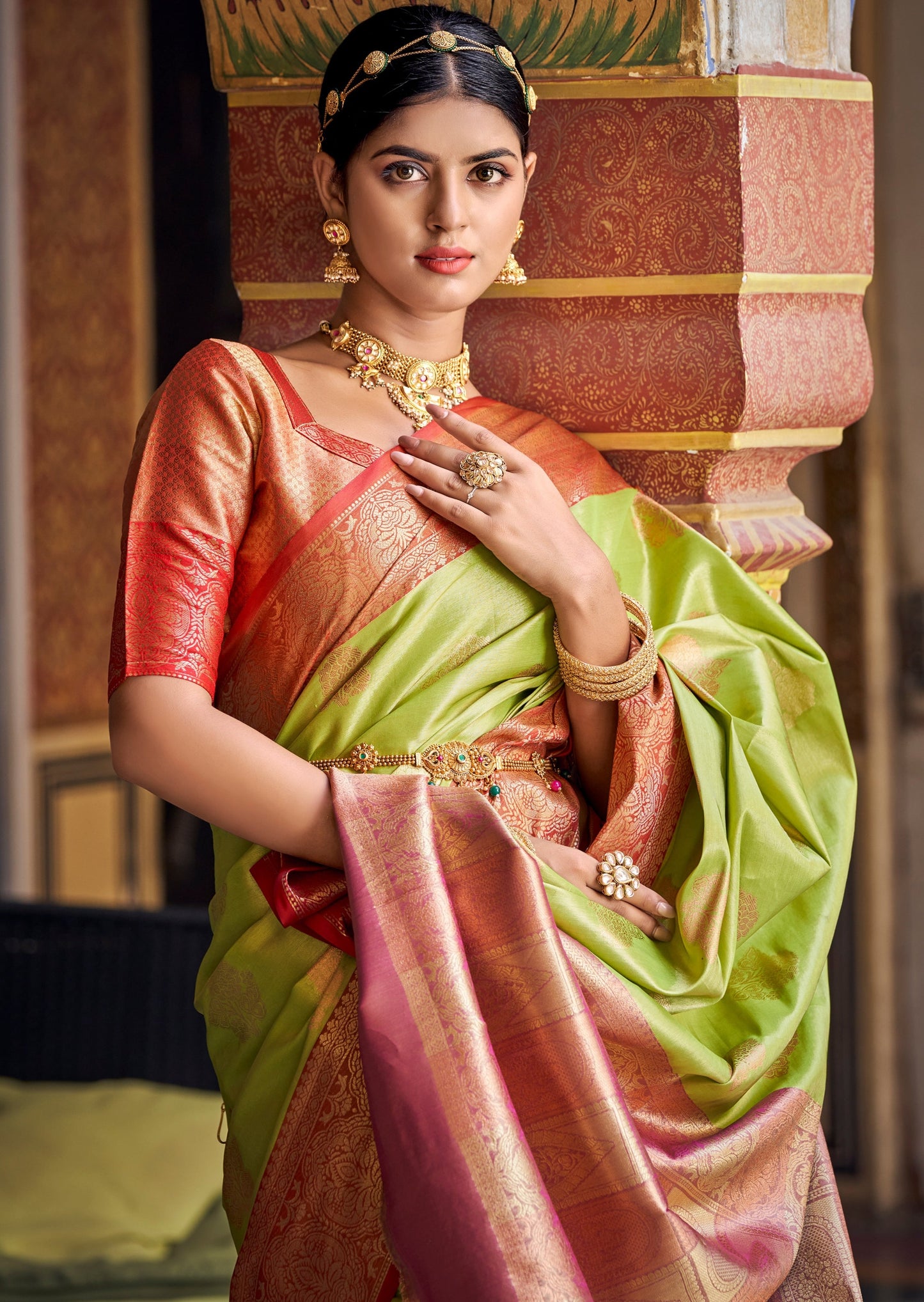 Handloom Banarasi Tissue Silk Saree (Green)