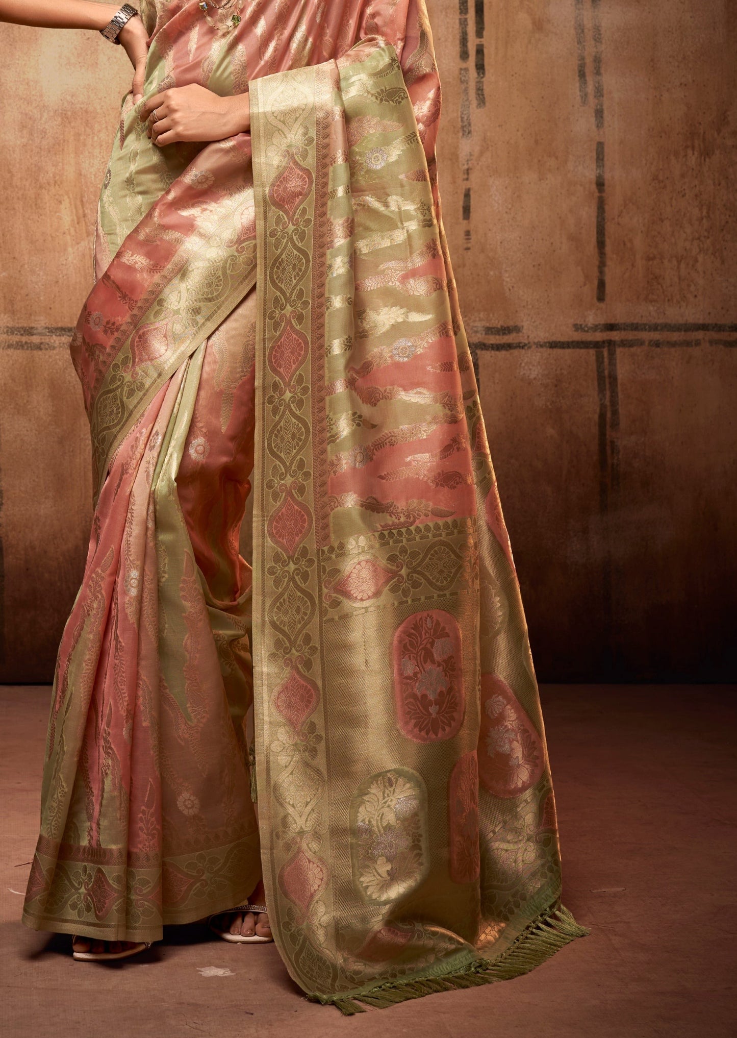Two Tone Pink Pure Organza Saree