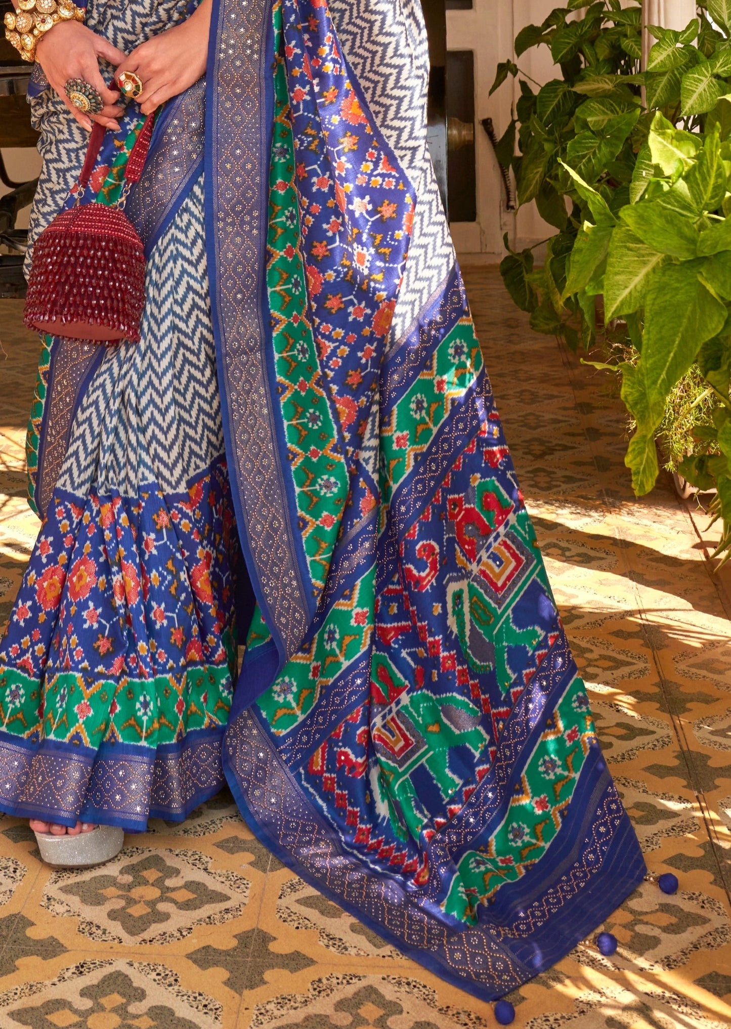 Blue Handwork Patola Silk Saree