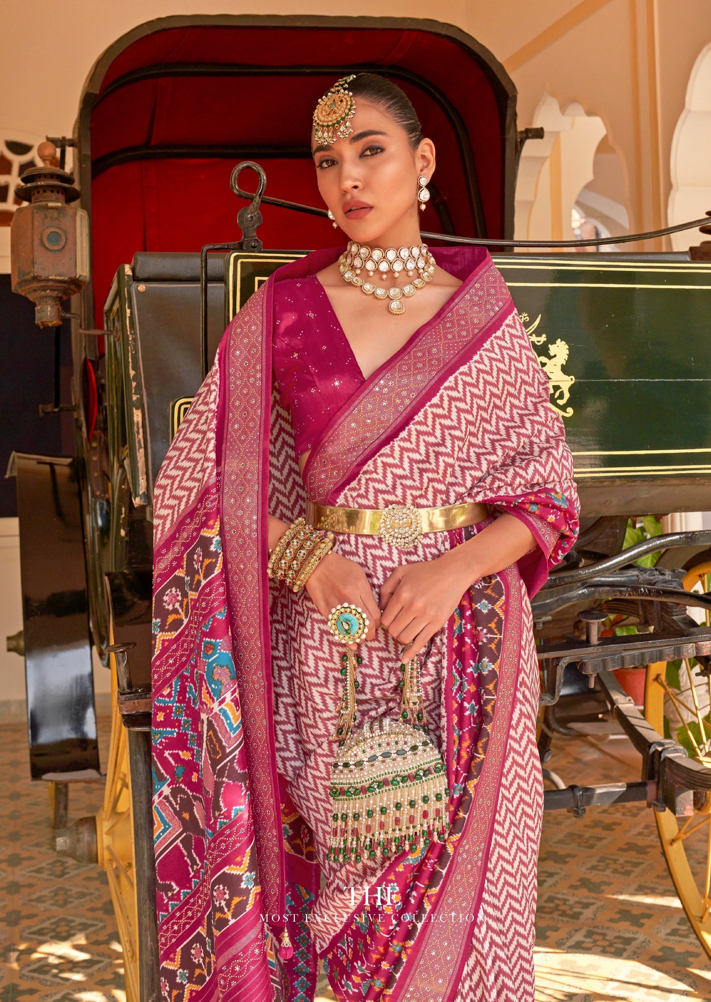 Handwork Patola Silk Pink Saree