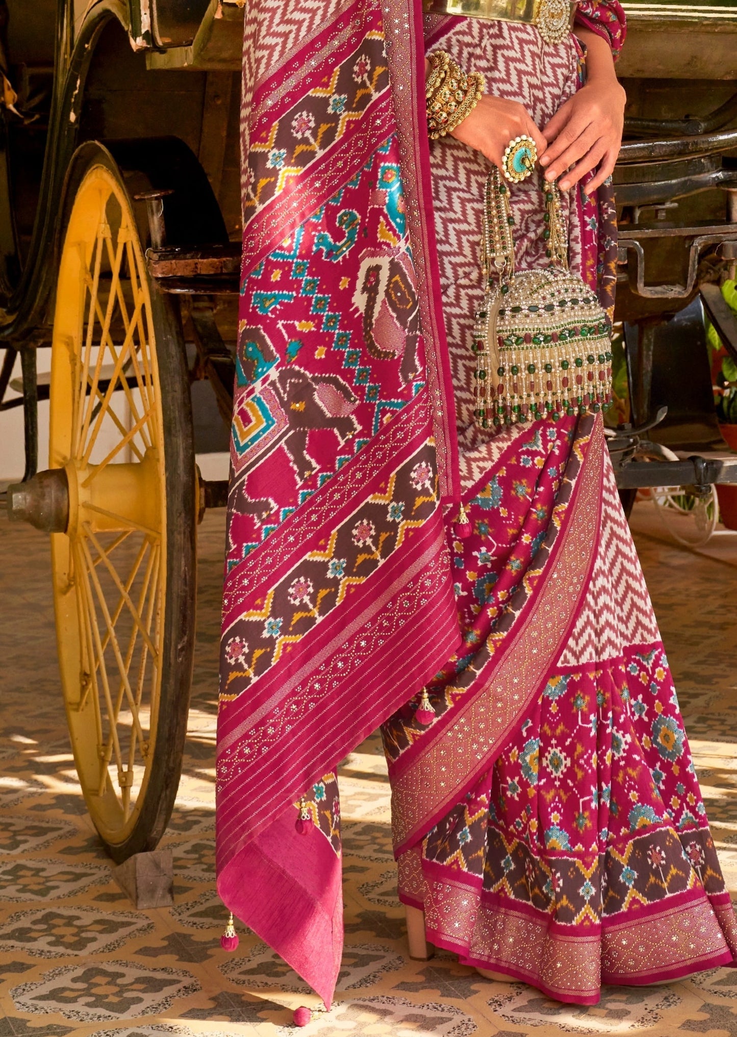 Handwork Patola Silk Pink Saree