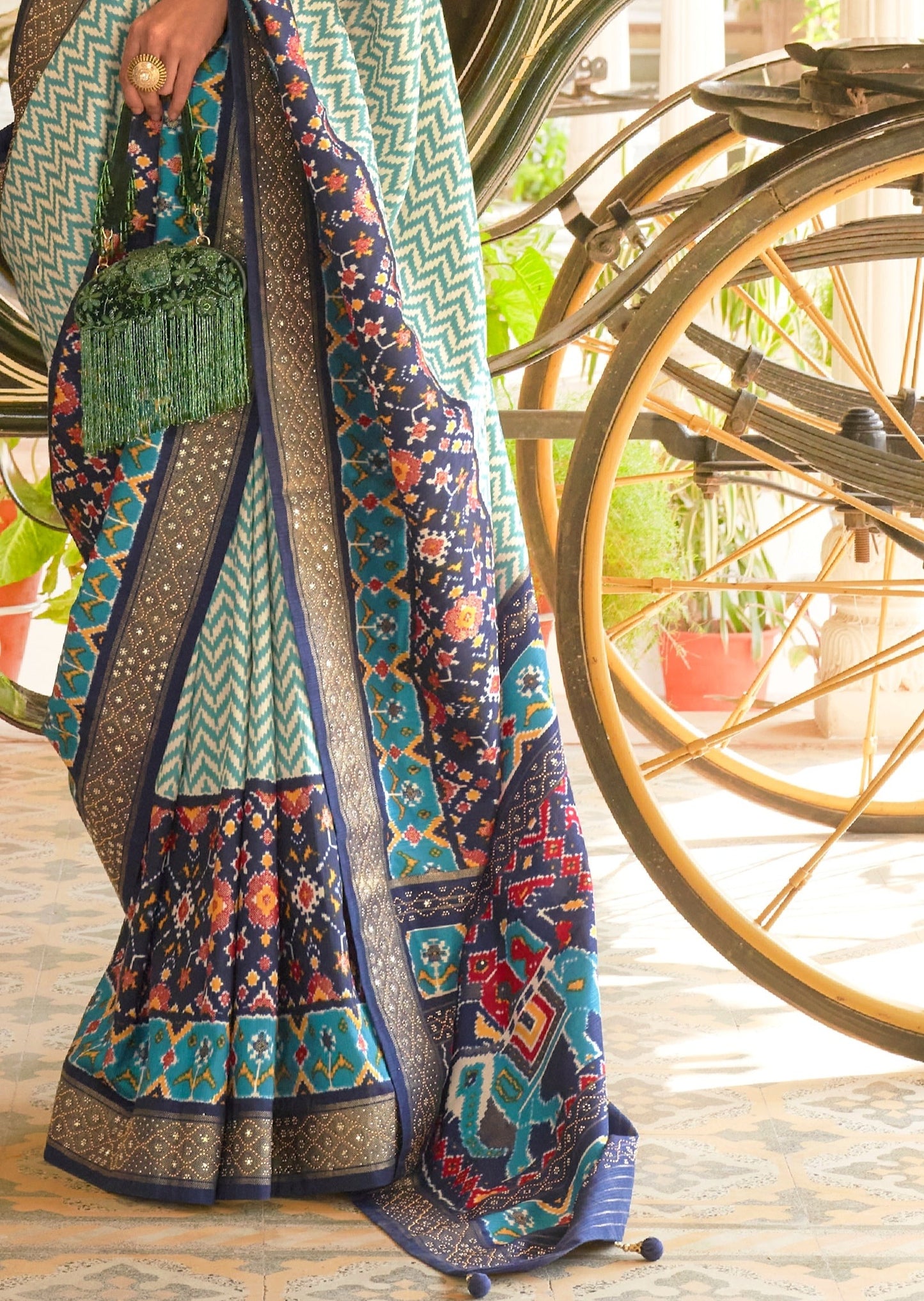Handwork Patola Navy Blue Saree