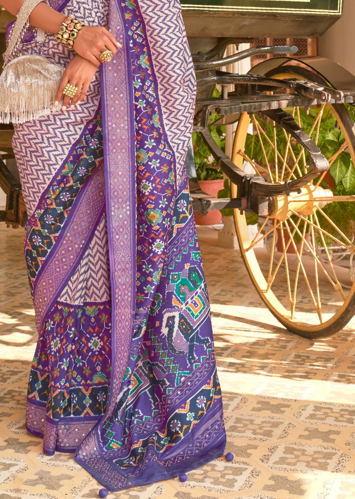 Handwork Patola Purple Saree