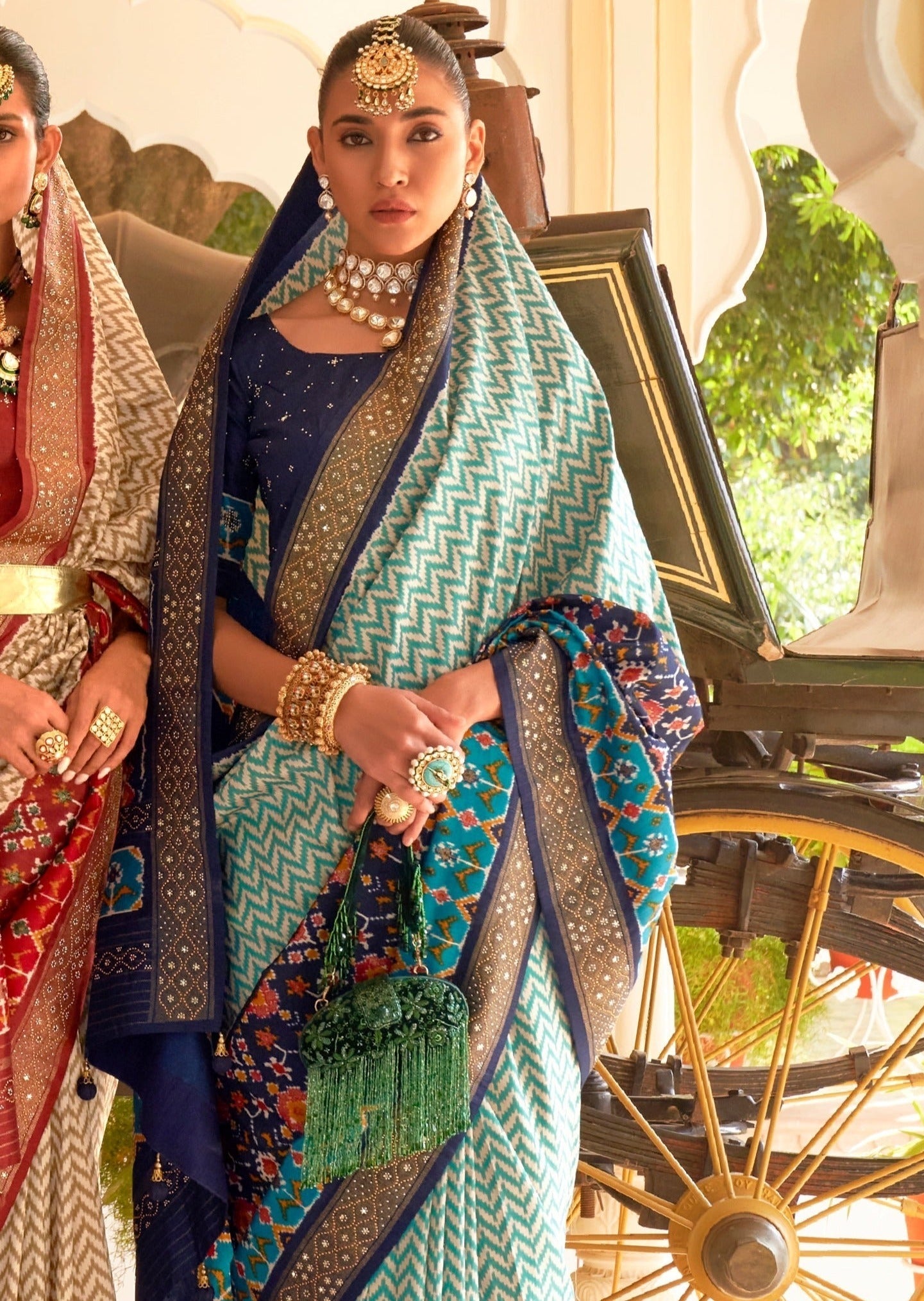 Handwork Patola Navy Blue Saree