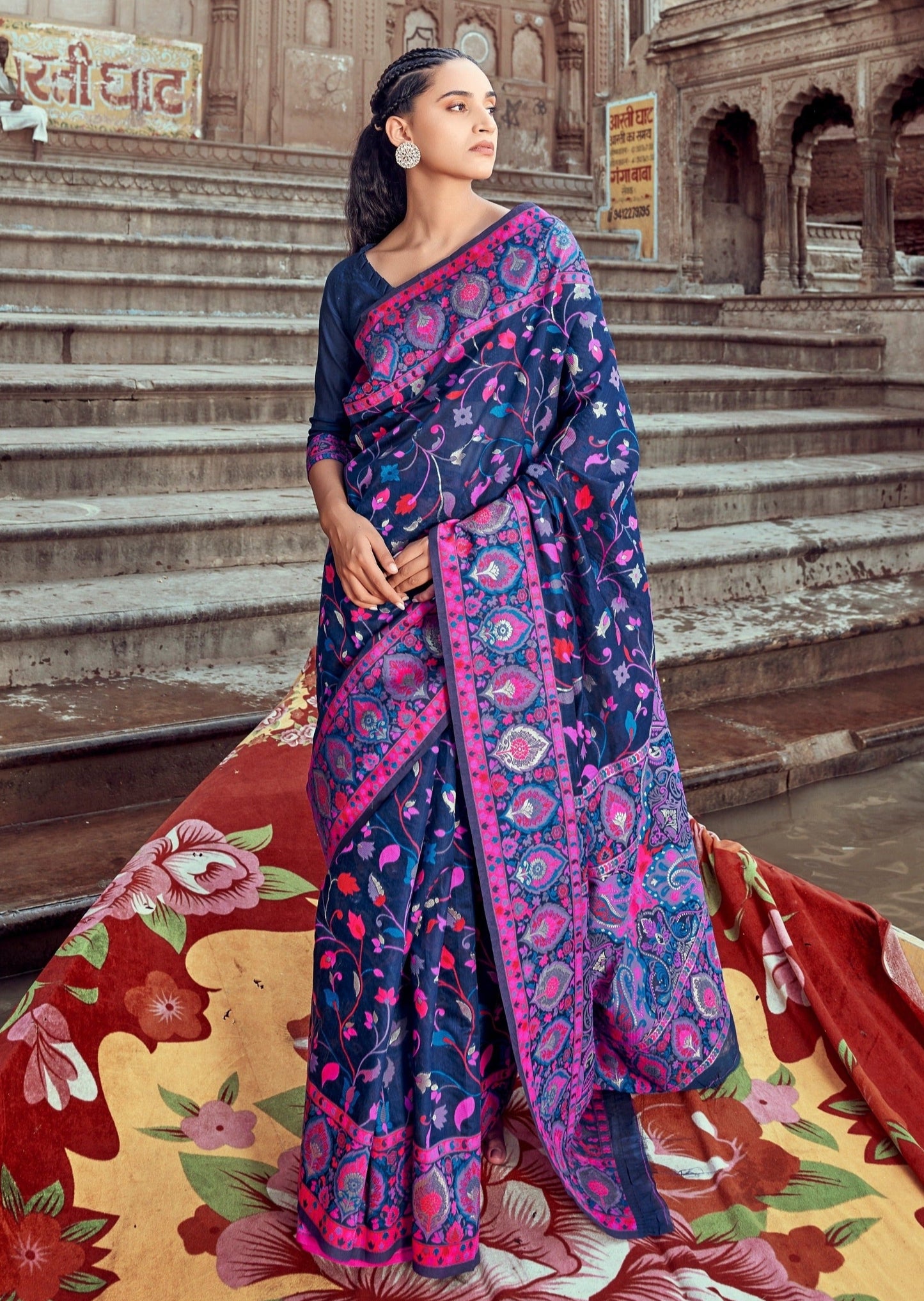 Kashmiri jamawar pashmina saree online shopping.