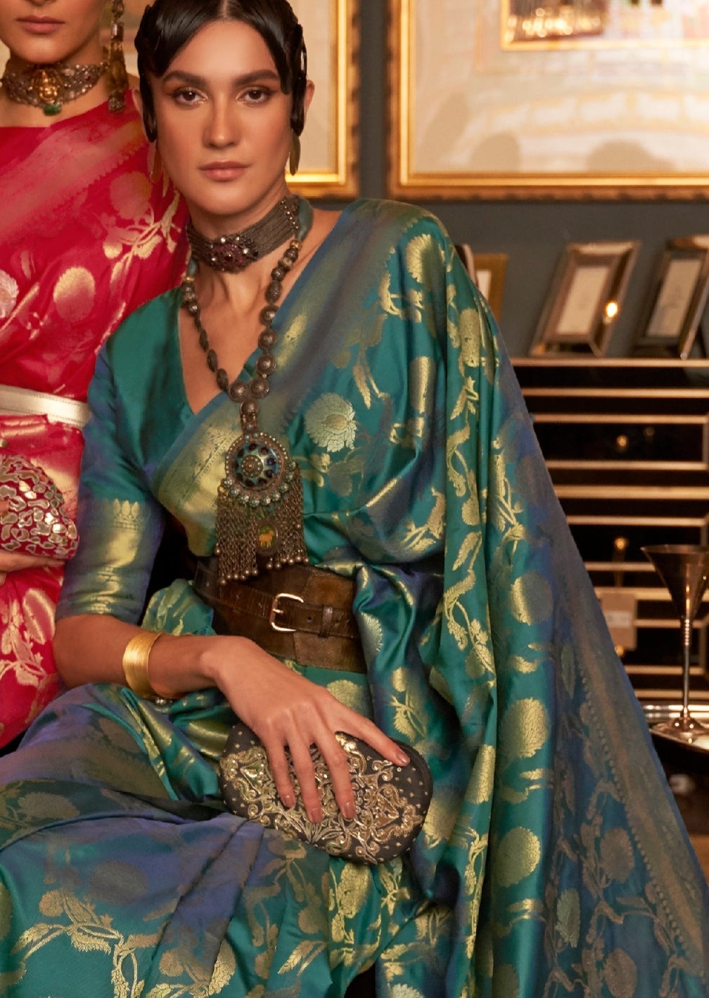 Pure Banarasi Silk Green Handloom Saree