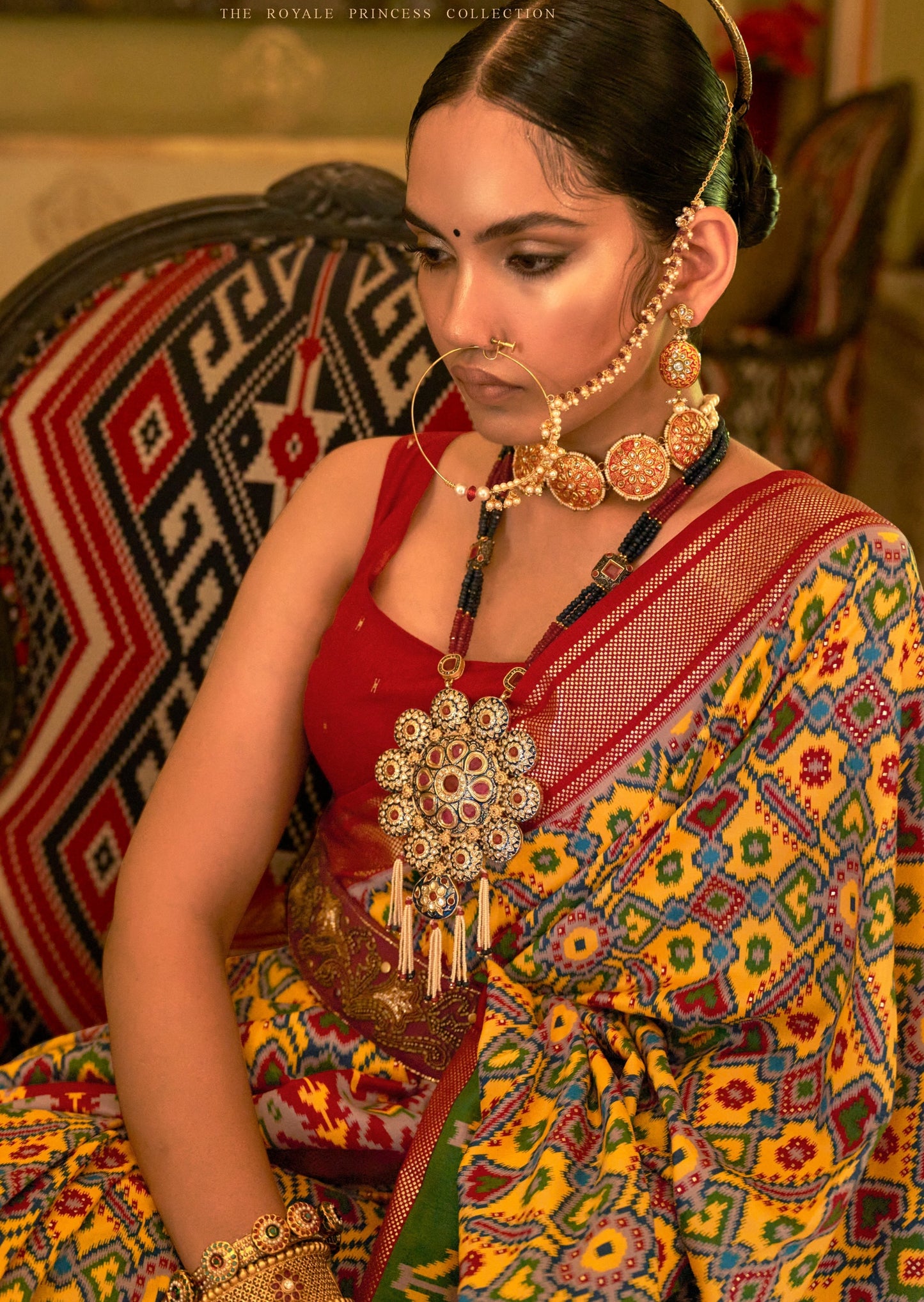 Yellow and Red Multicolor Patola Silk Saree