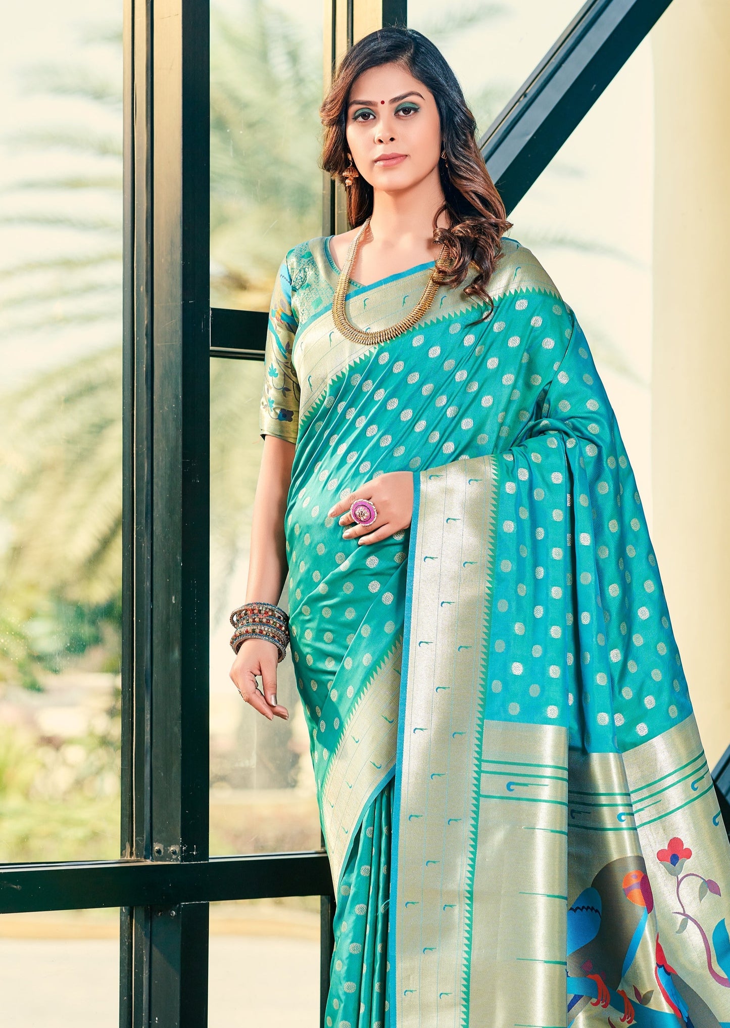 Green Paithani Silk Handwoven Saree