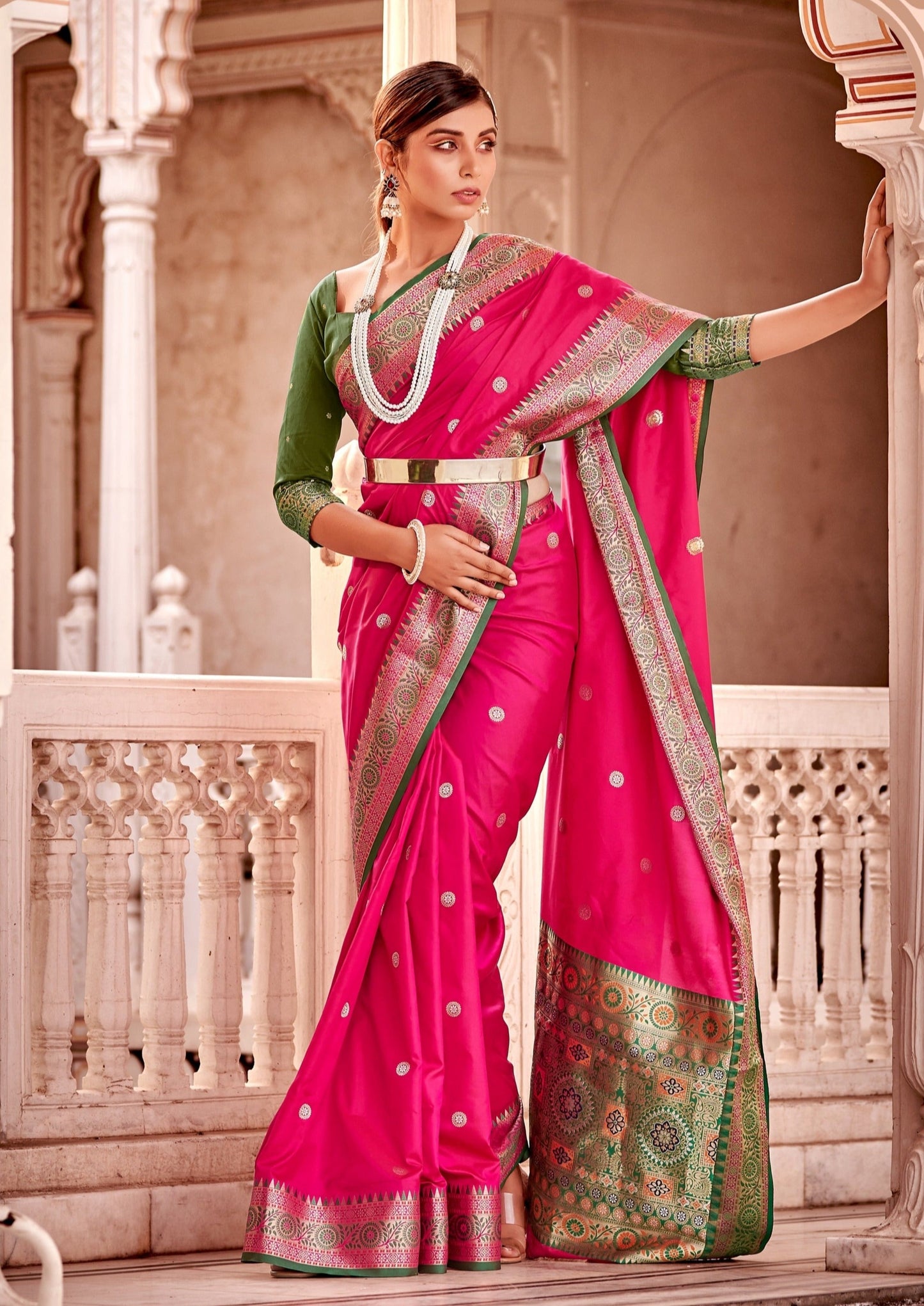 Pure banarasi Silk crimson red saree online.