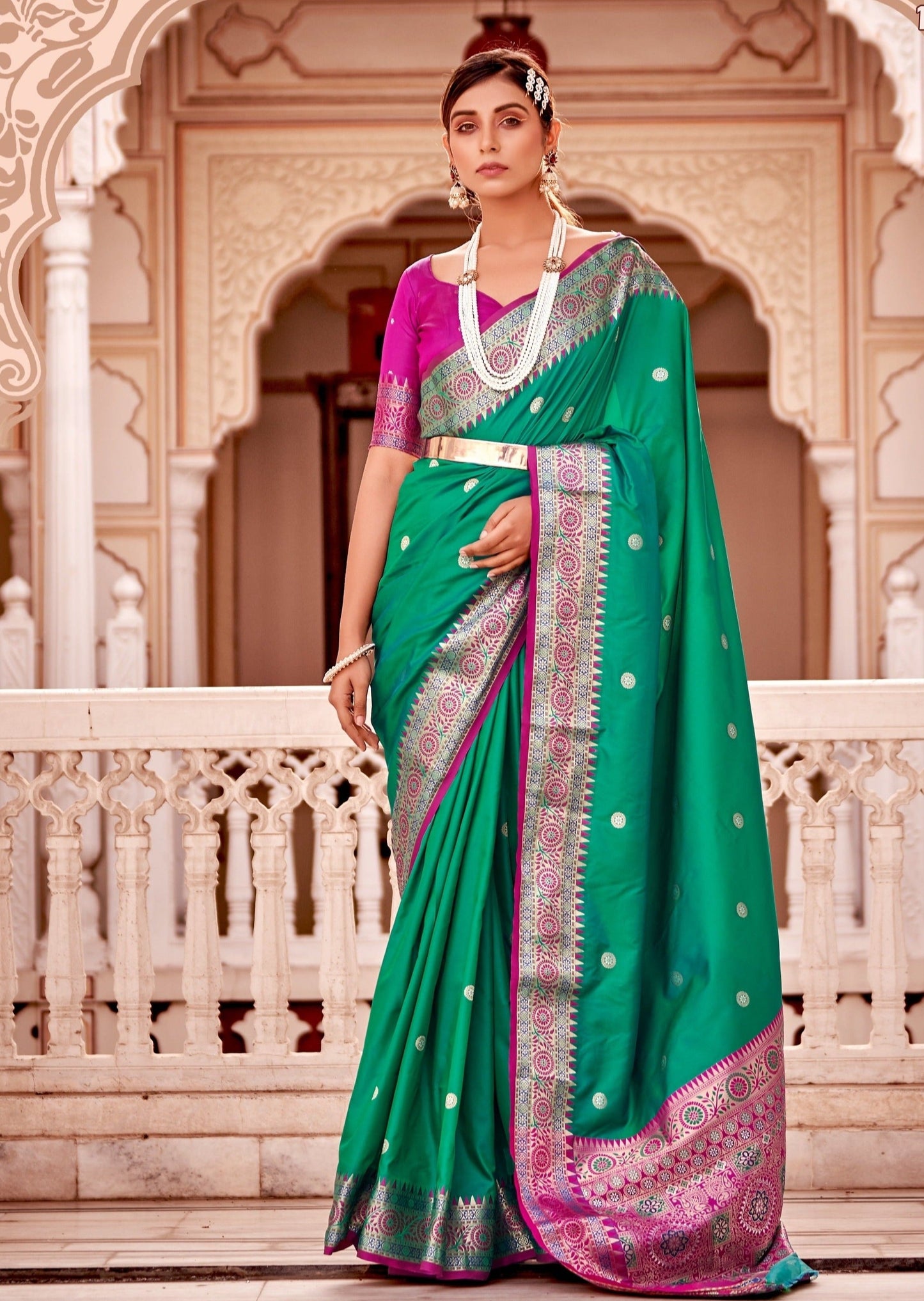 Green Banarasi saree online