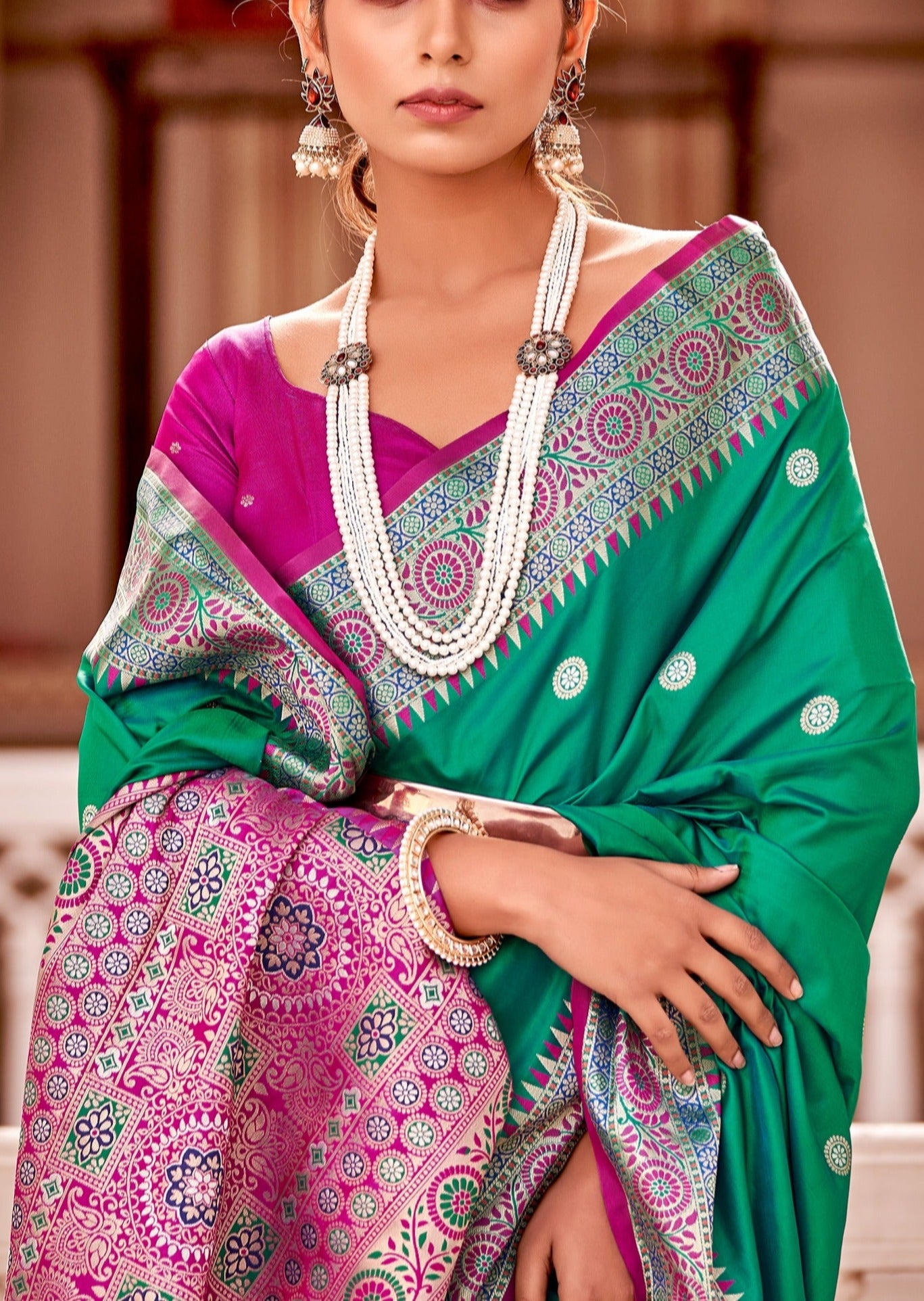 Soft Banarasi Silk Green Saree