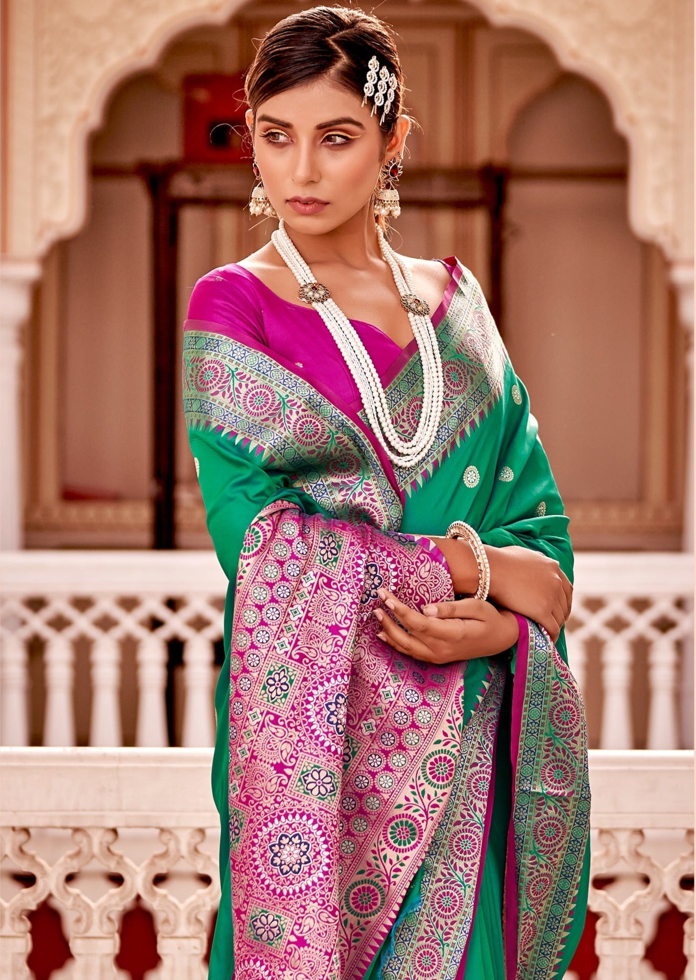 Soft Banarasi Silk Green Saree