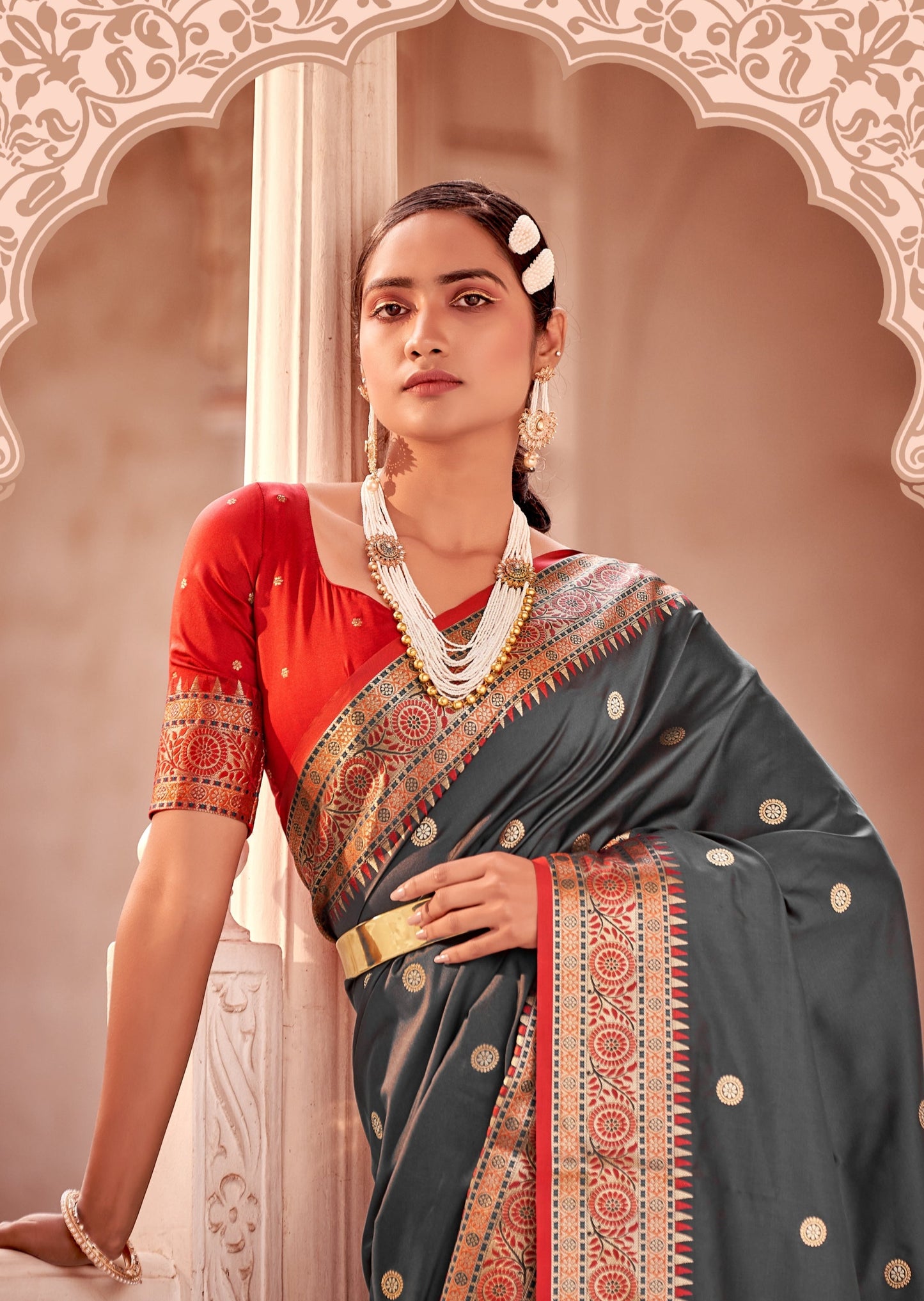 Banarasi Silk Grey Handloom Saree