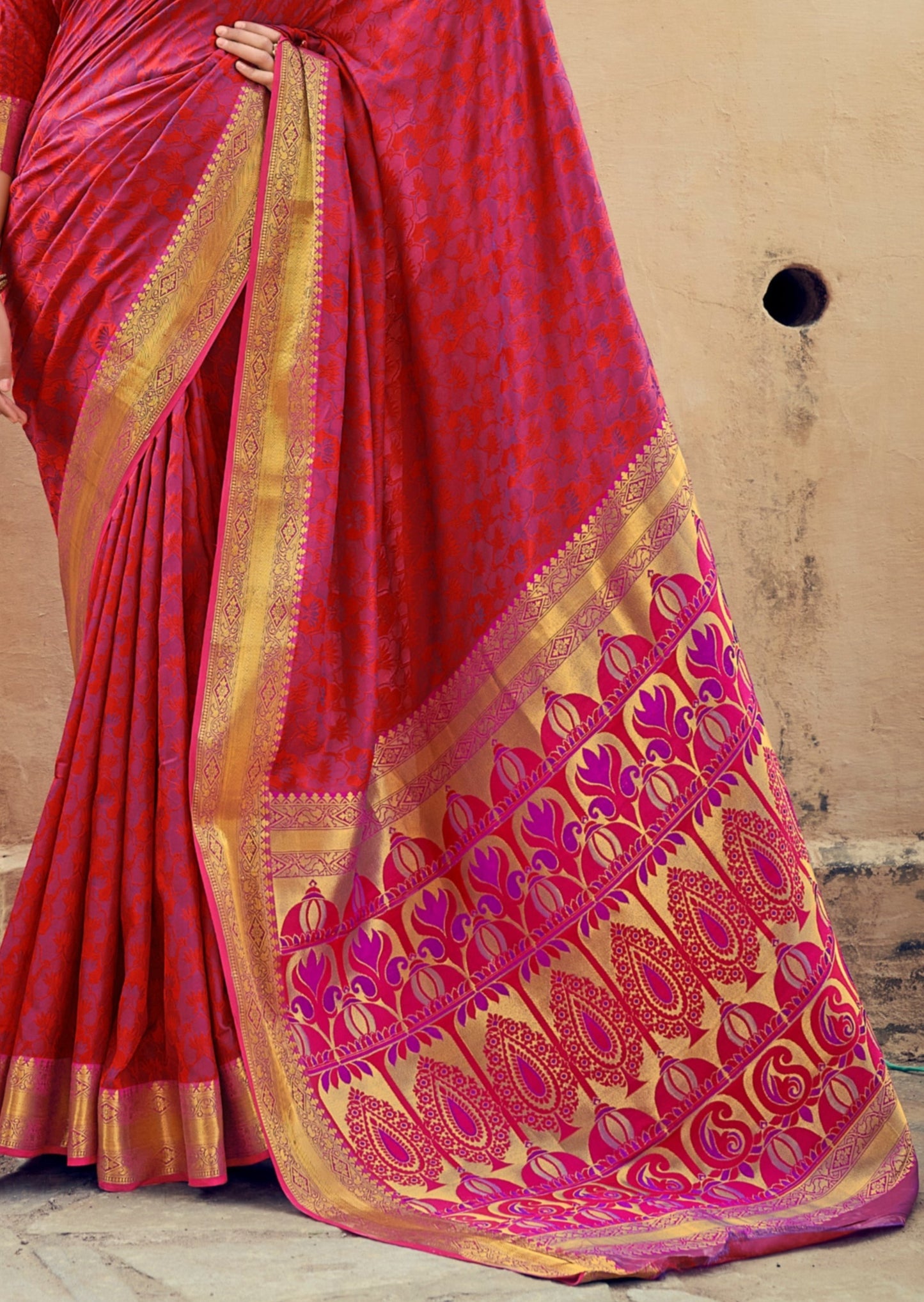 Banarasi Silk Red Zari Woven Bridal Saree