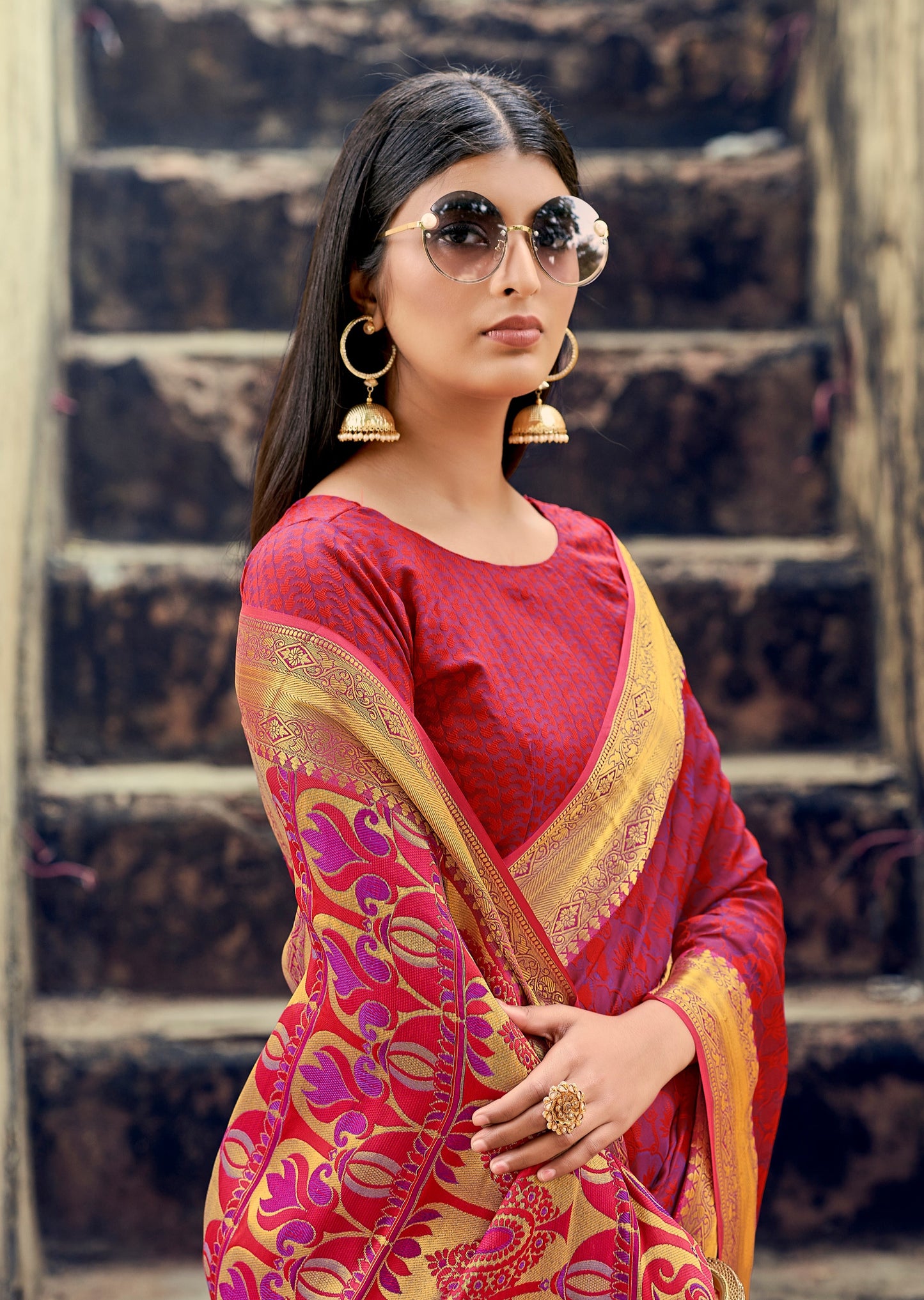 Banarasi Silk Red Zari Woven Bridal Saree