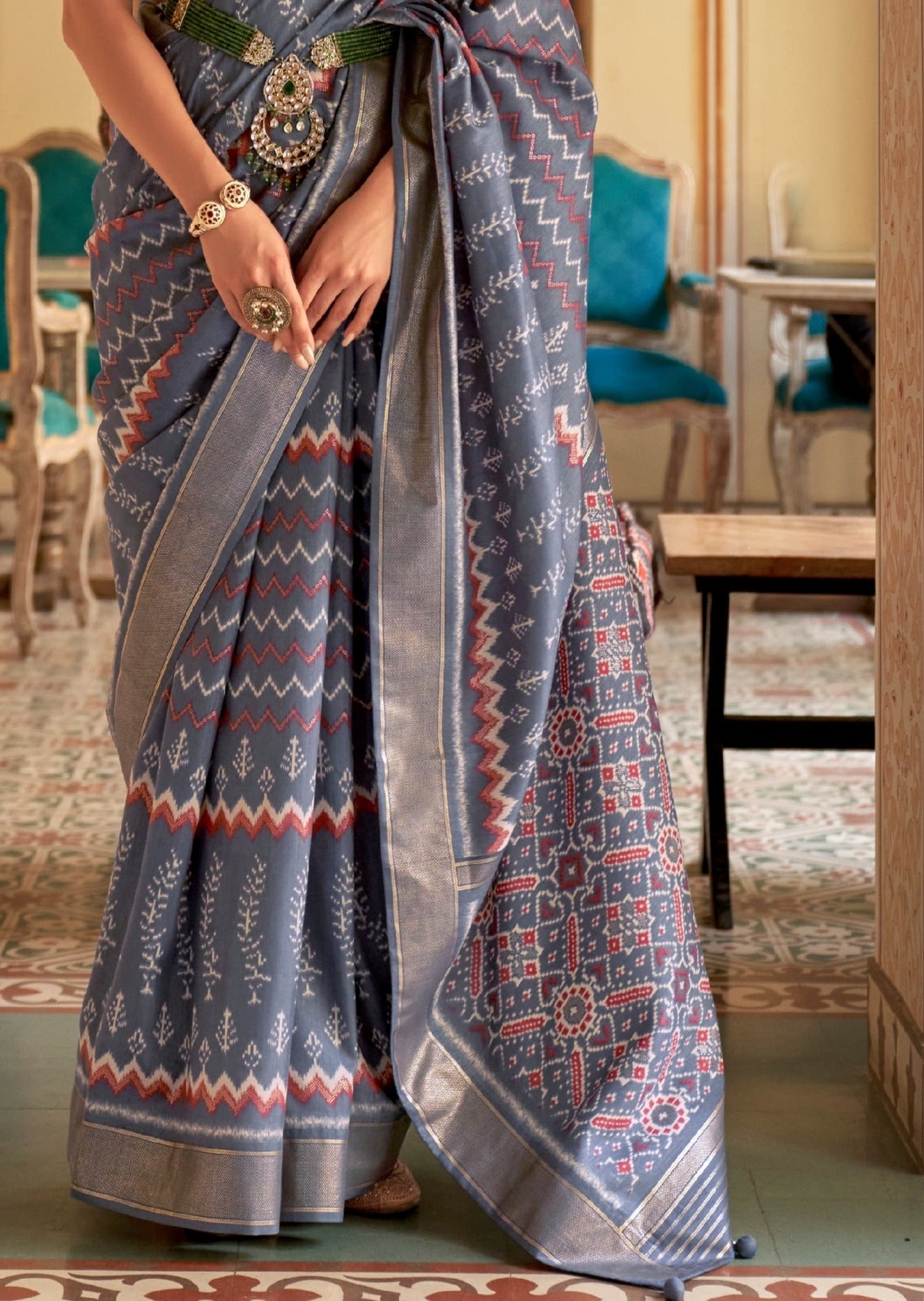 Grey Patola Saree